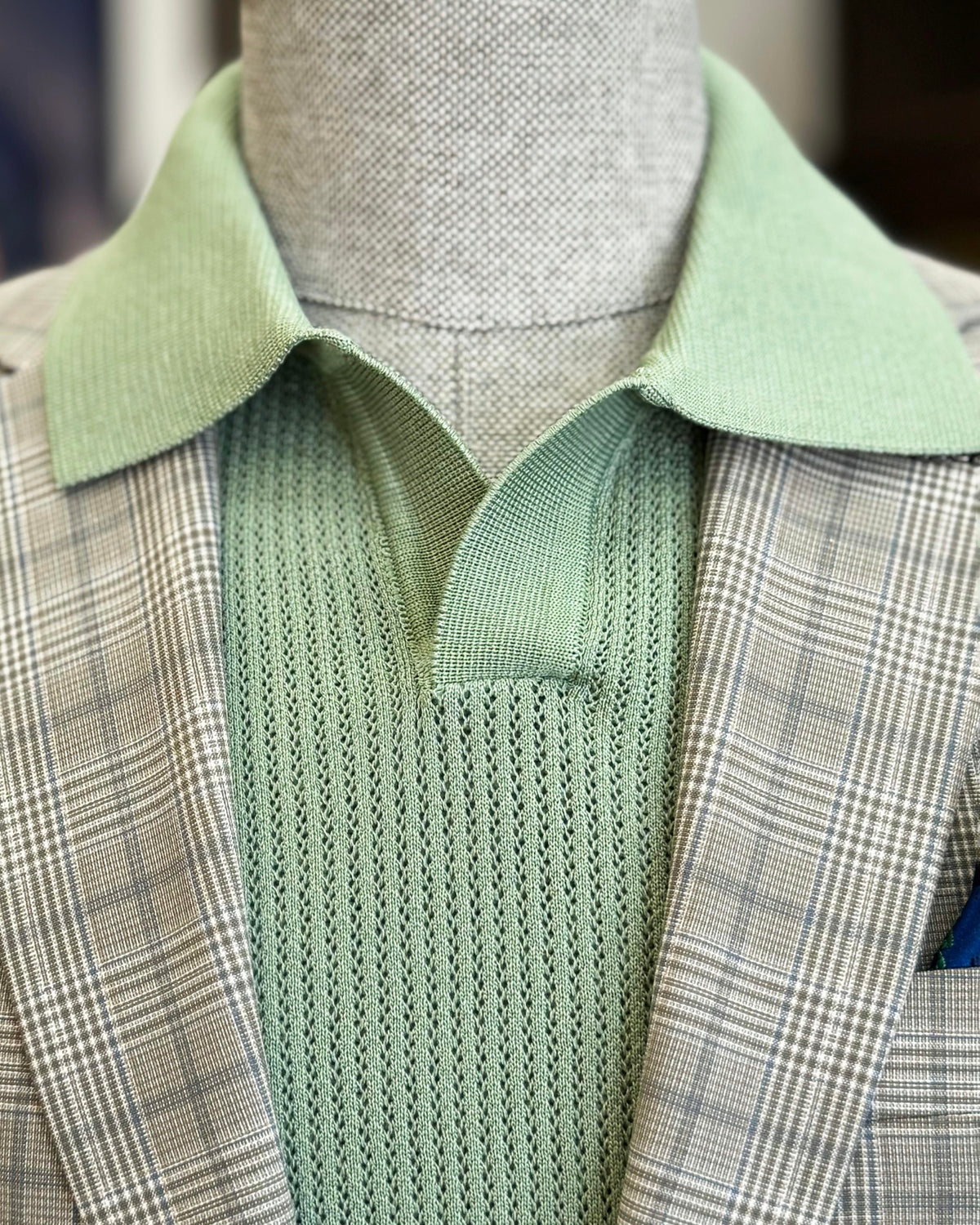 VIOSSI camel plaid single breasted blazer front view - men double breasted blazer style tailored jacket
