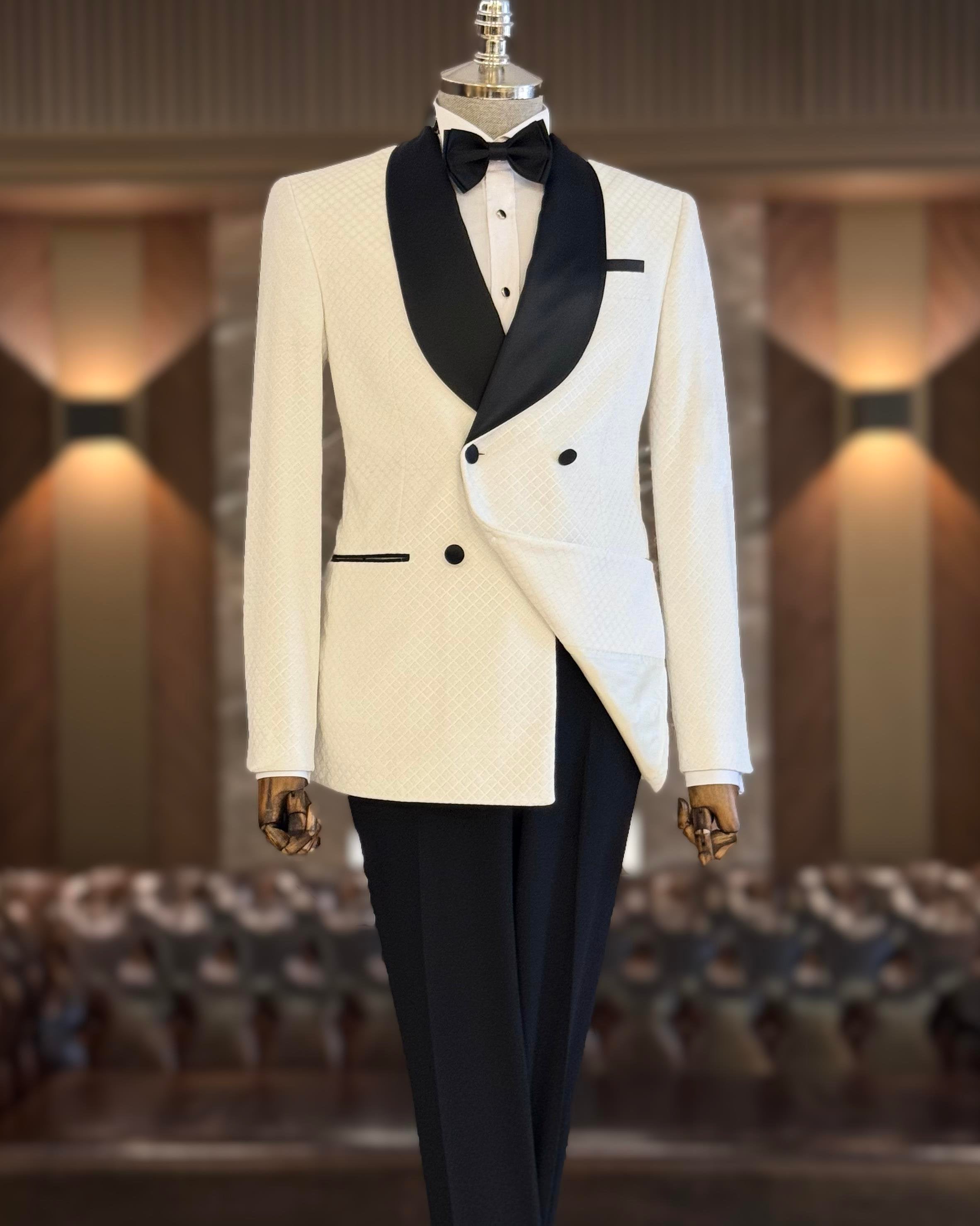 White Double Breasted Tuxedo 2-Piece