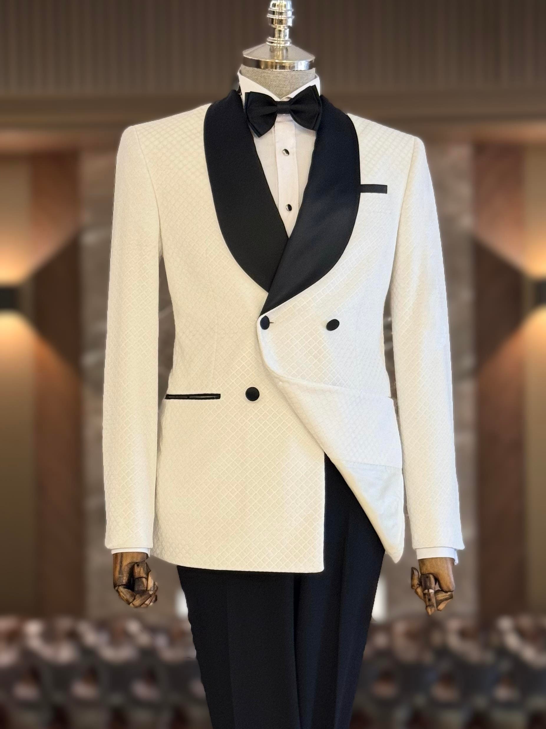 White Double Breasted Tuxedo 2-Piece