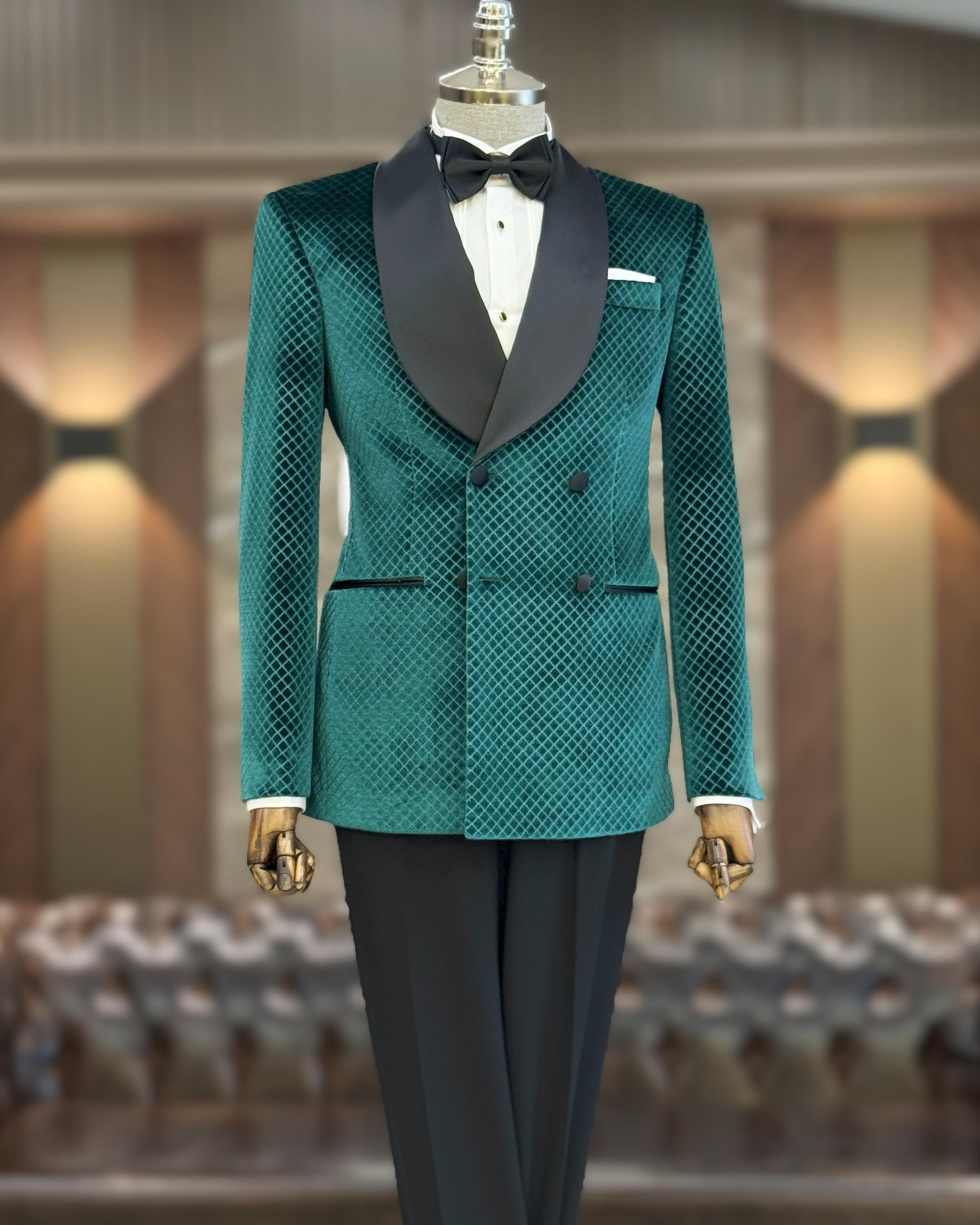 Green Double Breasted Tuxedo 2-Piece