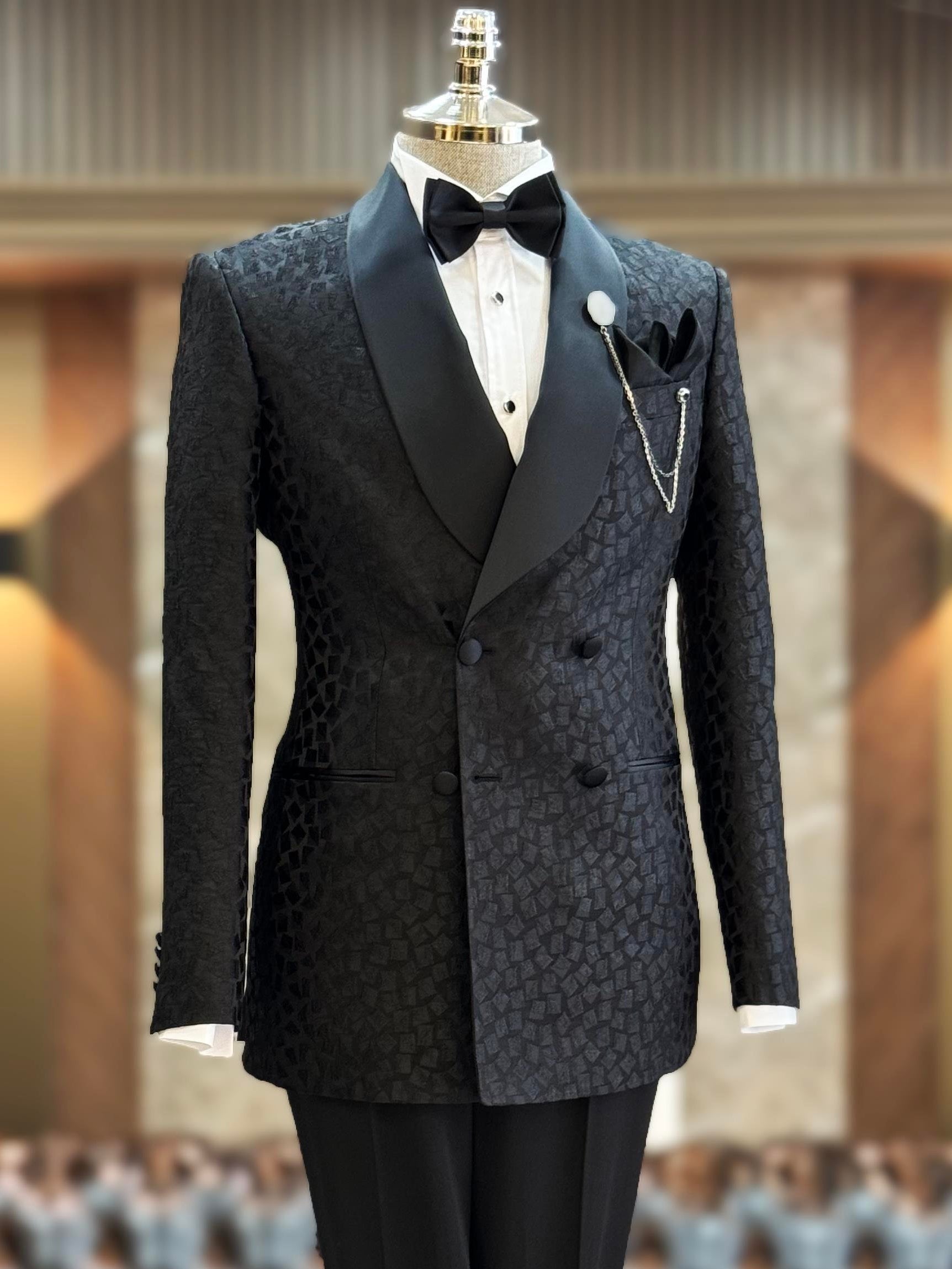 Black Double Breasted Tuxedo 2-Piece