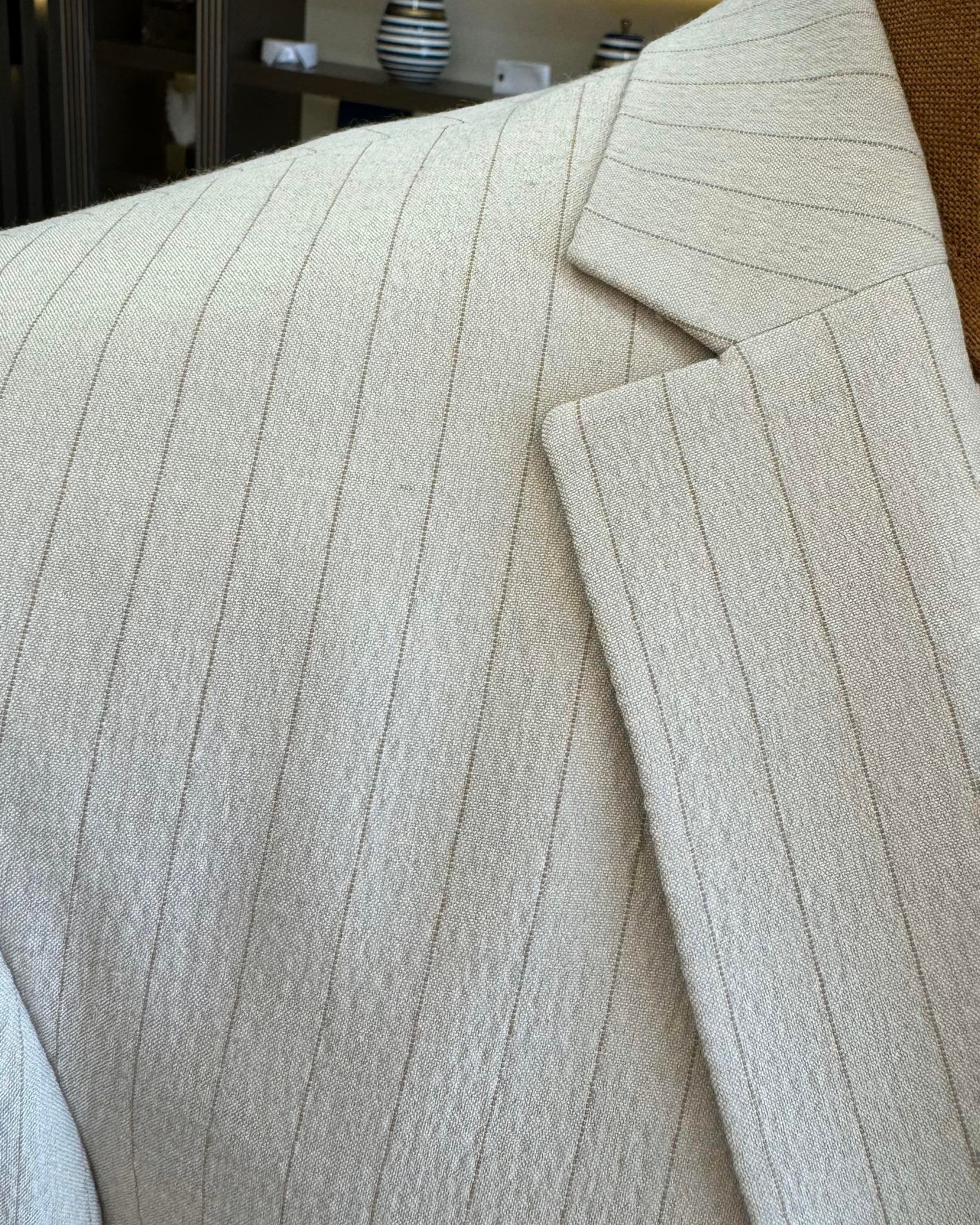 Beige Striped Slim-Fit Suit 2-Piece