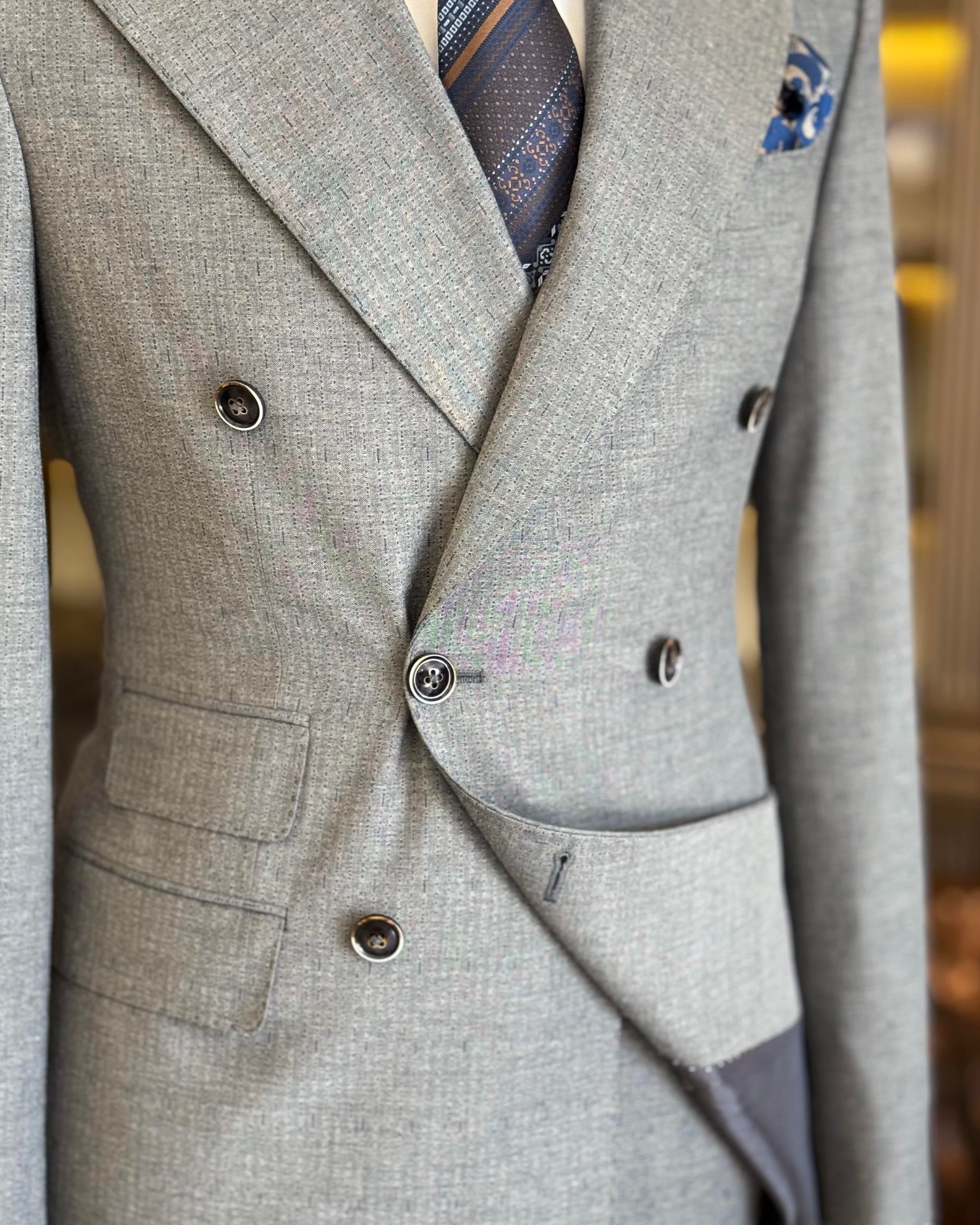 Grey Double Breasted Suit 2-Piece