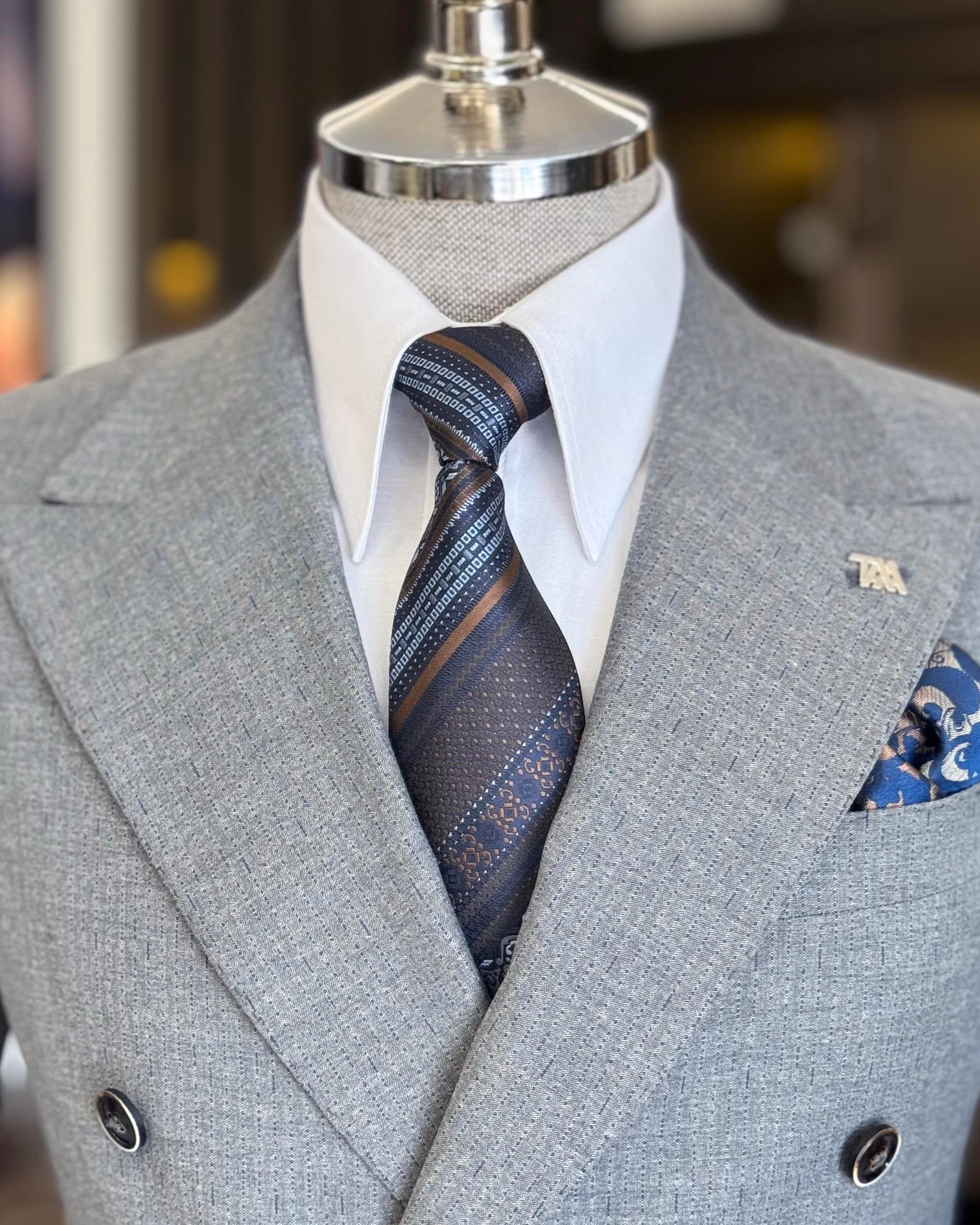 Grey Double Breasted Suit 2-Piece