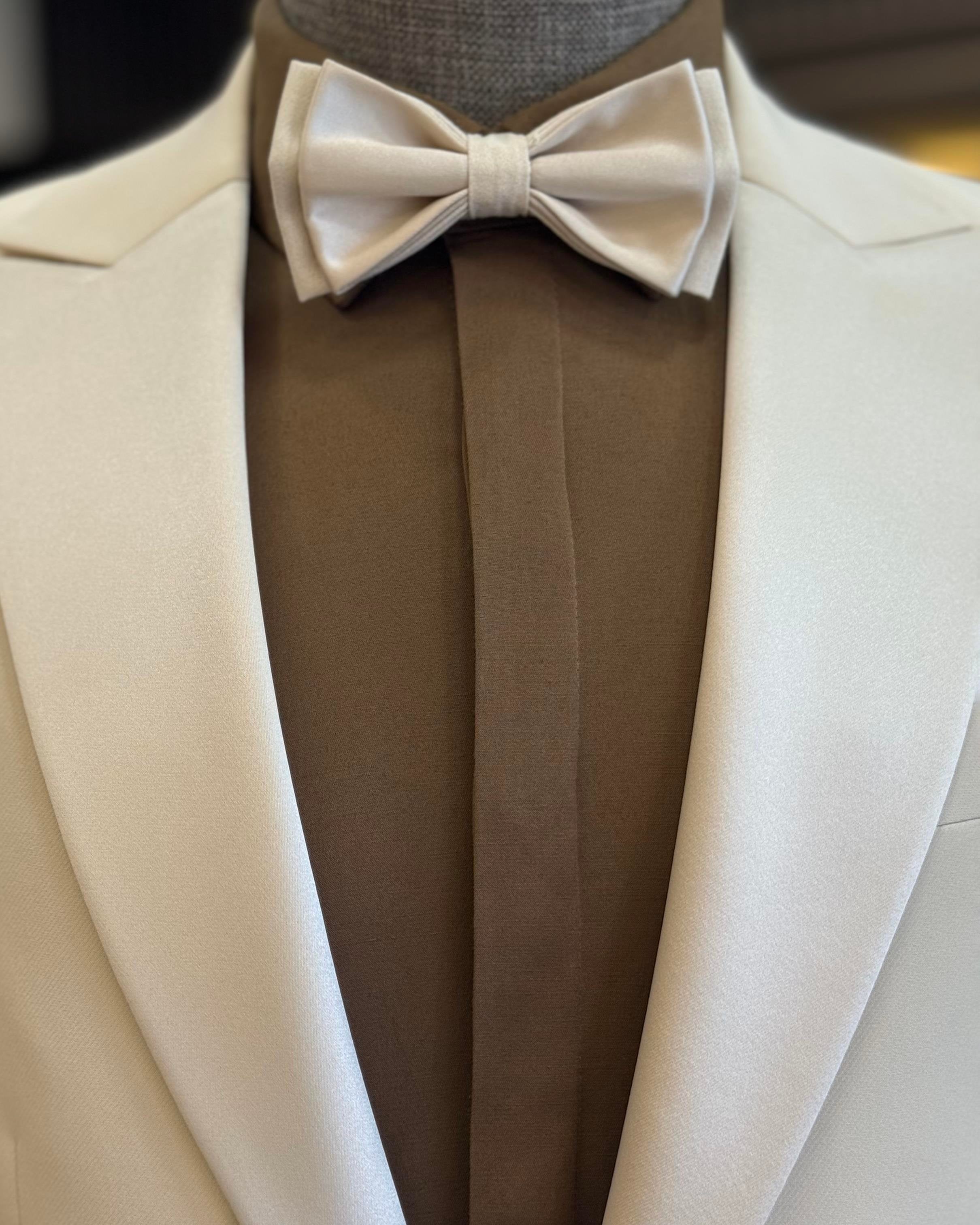 Beige Slim-Fit Tuxedo 2-Piece