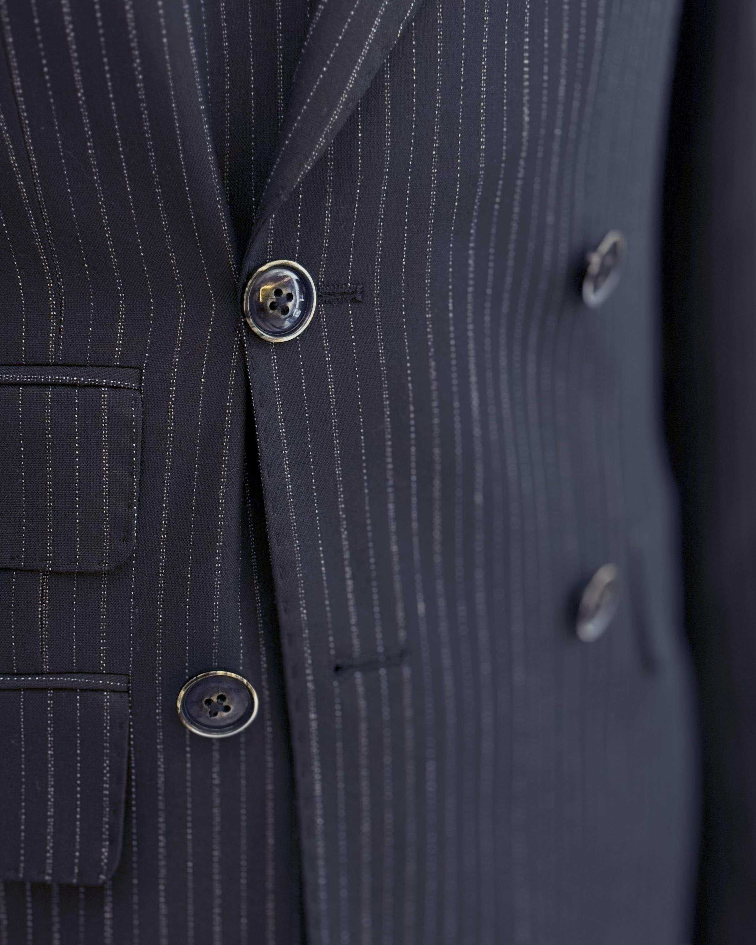 Navy Striped Double Breasted Suit 2-Piece