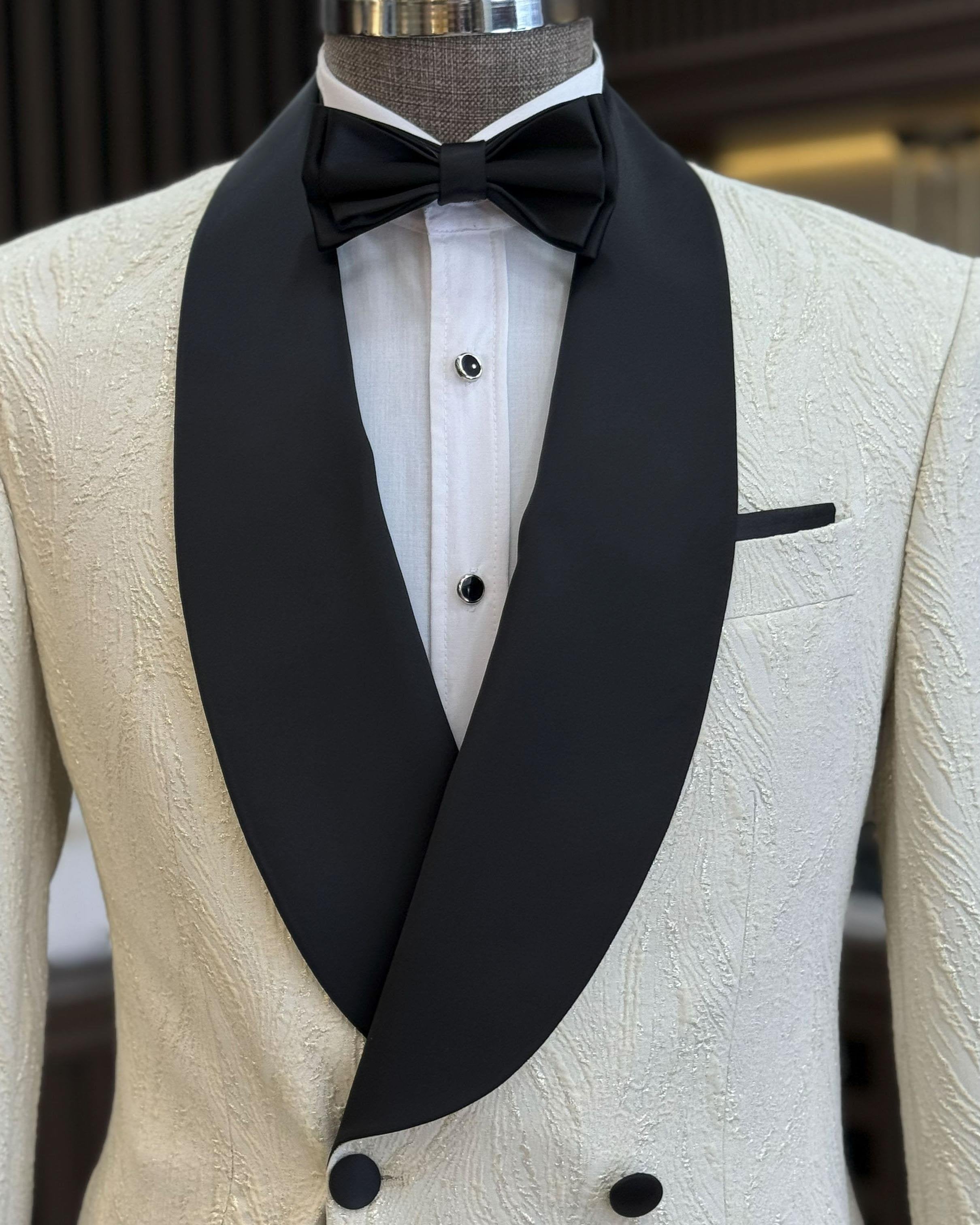 Beige Double Breasted Tuxedo 2-Piece