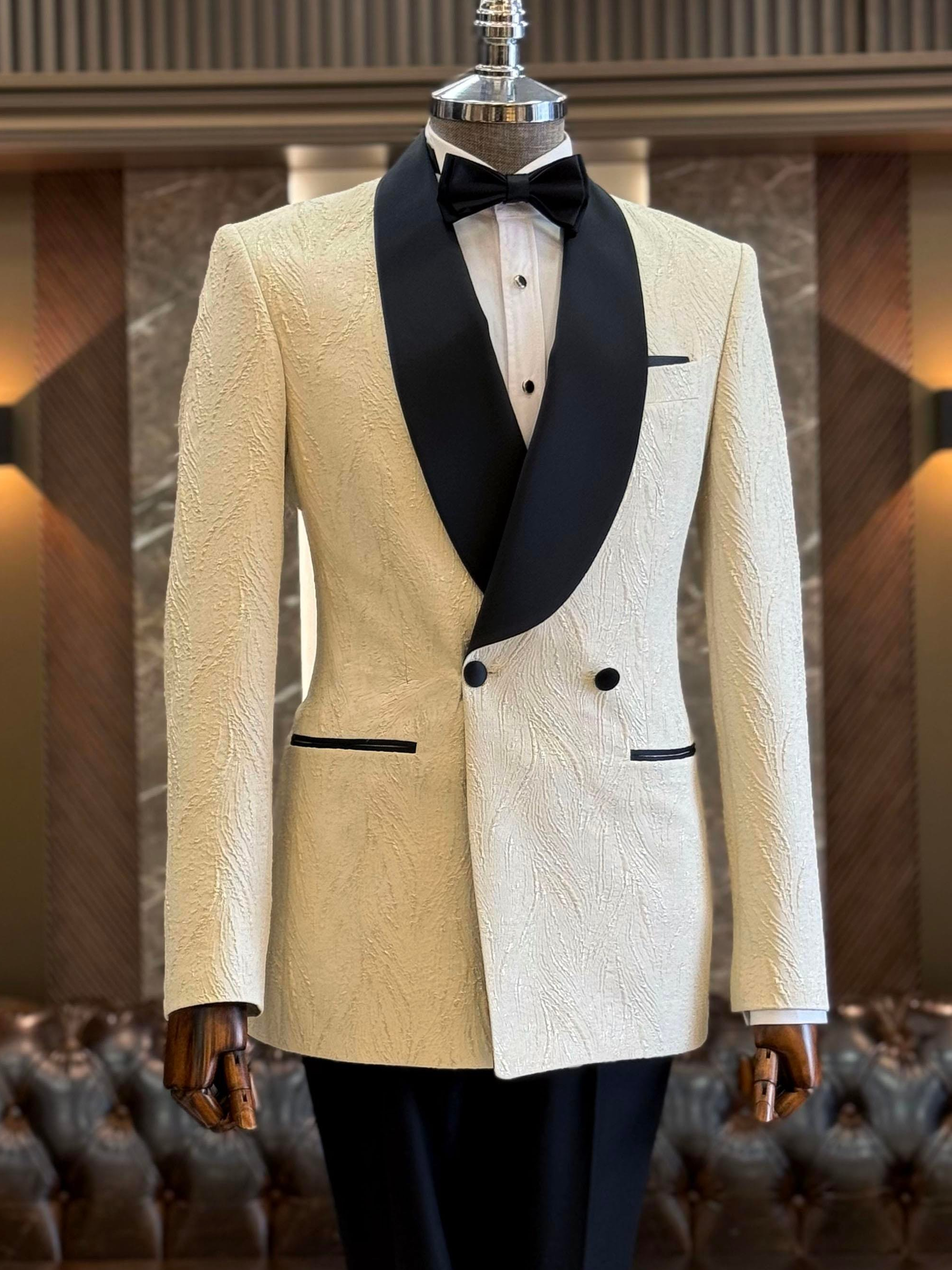 Beige Double Breasted Tuxedo 2-Piece