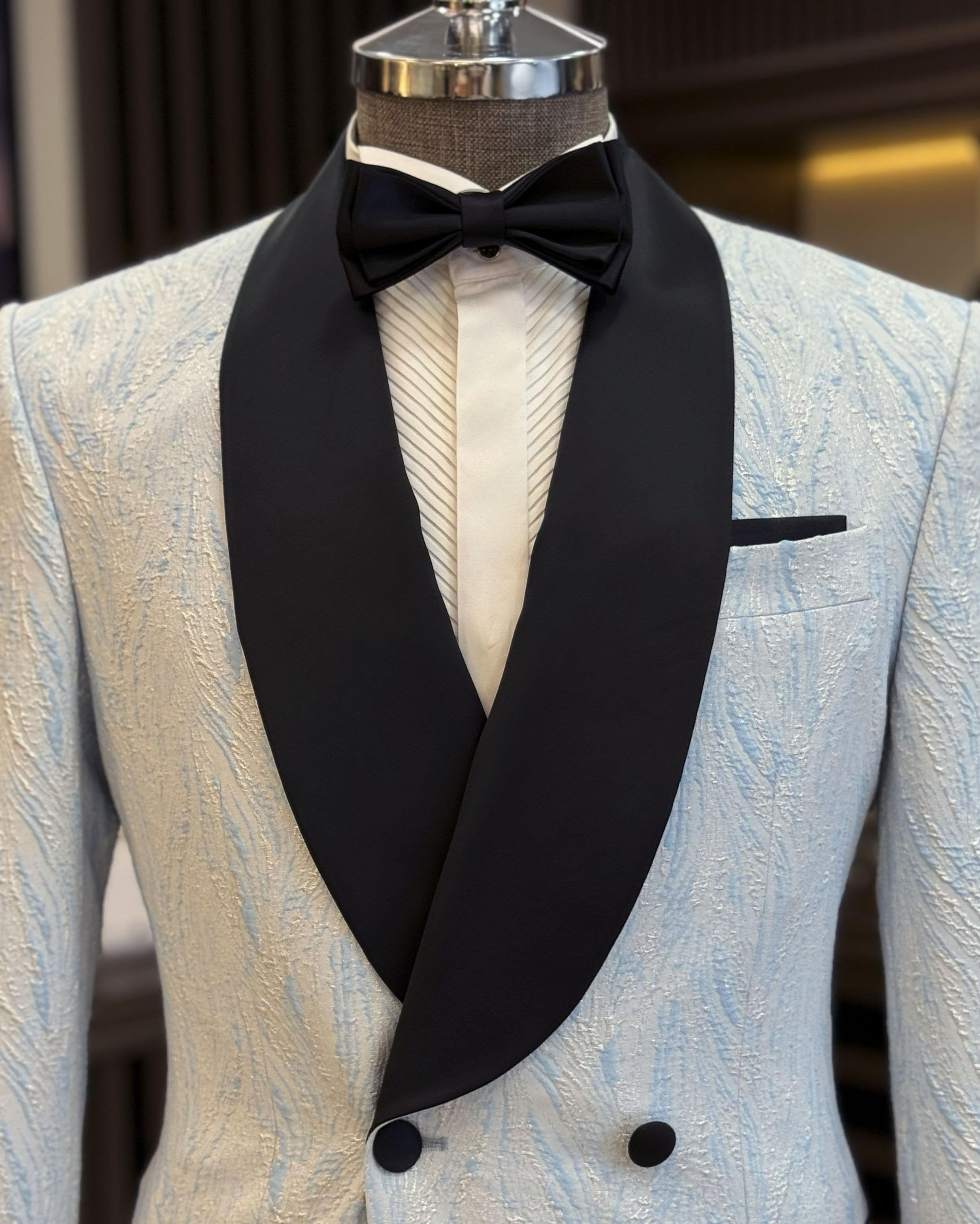 Sky-Blue Double Breasted Tuxedo 2-Piece