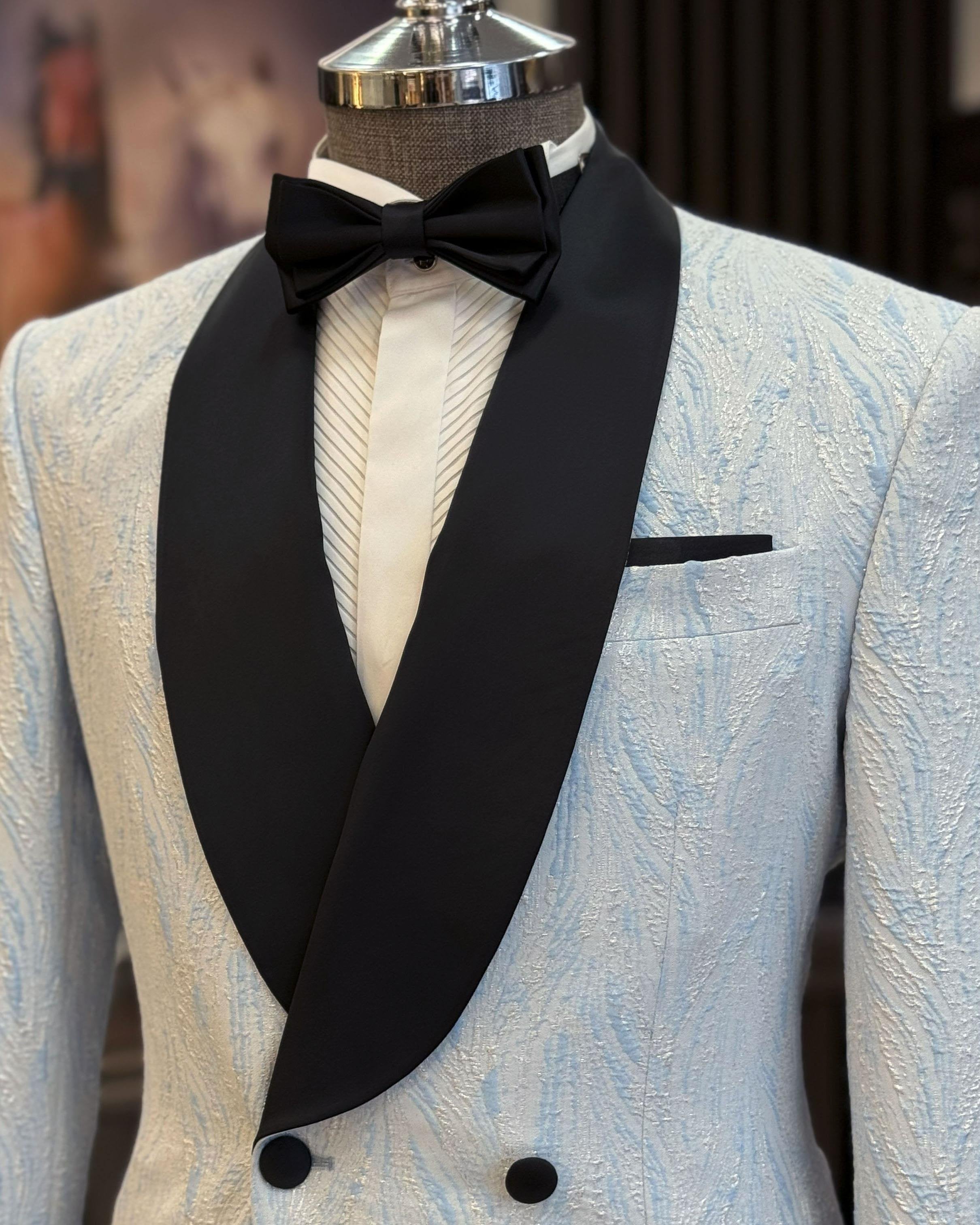 Sky-Blue Double Breasted Tuxedo 2-Piece