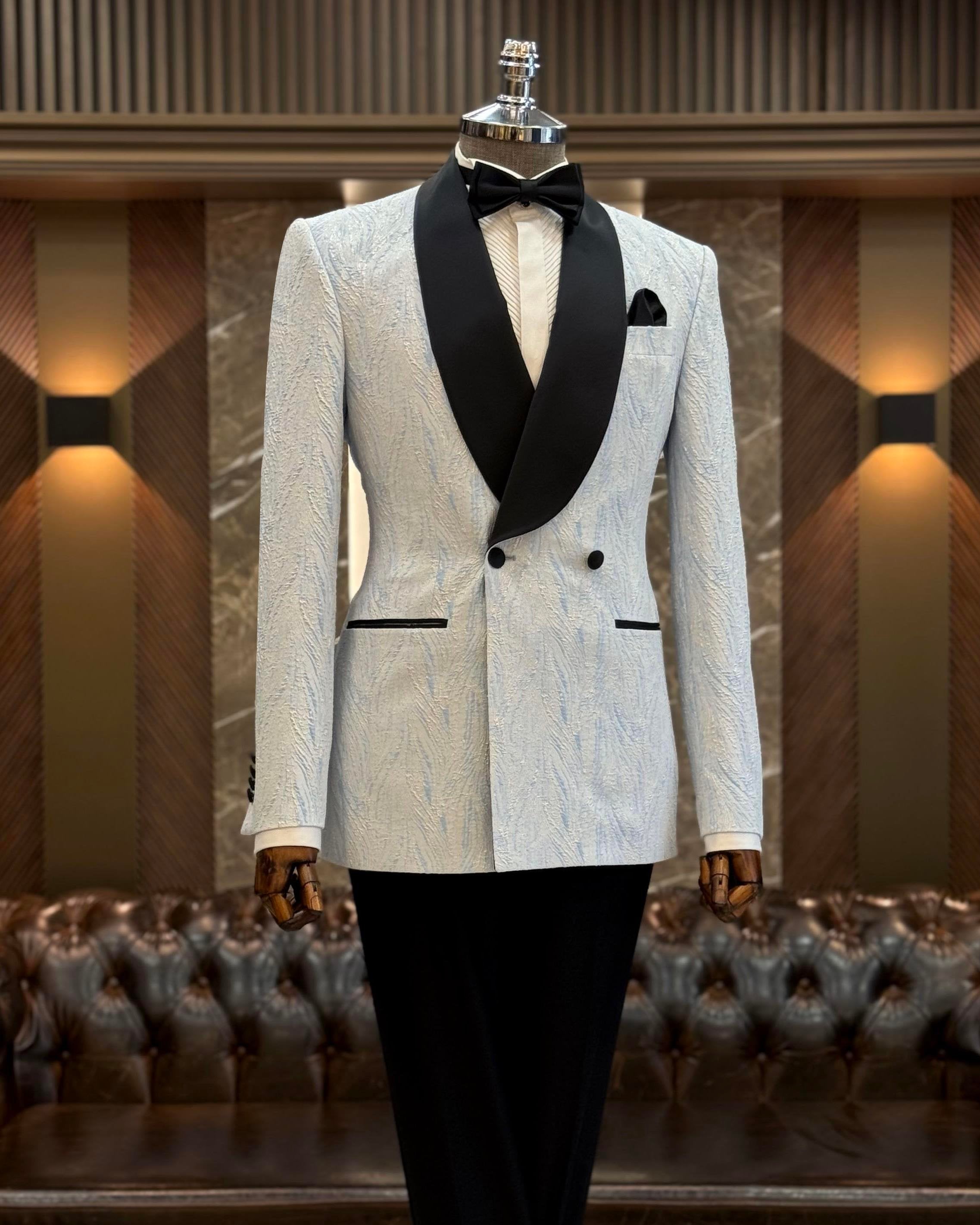 Sky-Blue Double Breasted Tuxedo 2-Piece