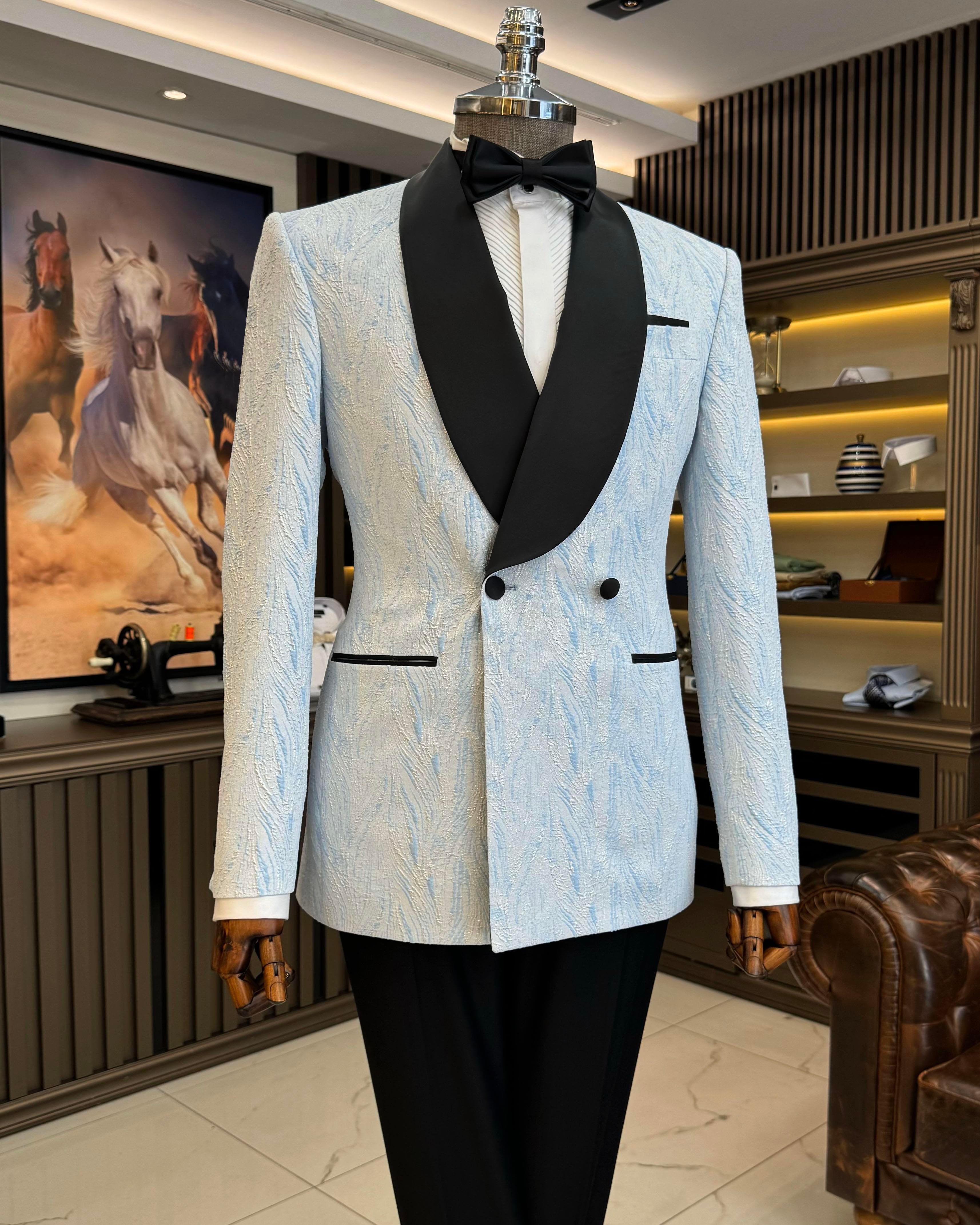 Sky-Blue Double Breasted Tuxedo 2-Piece