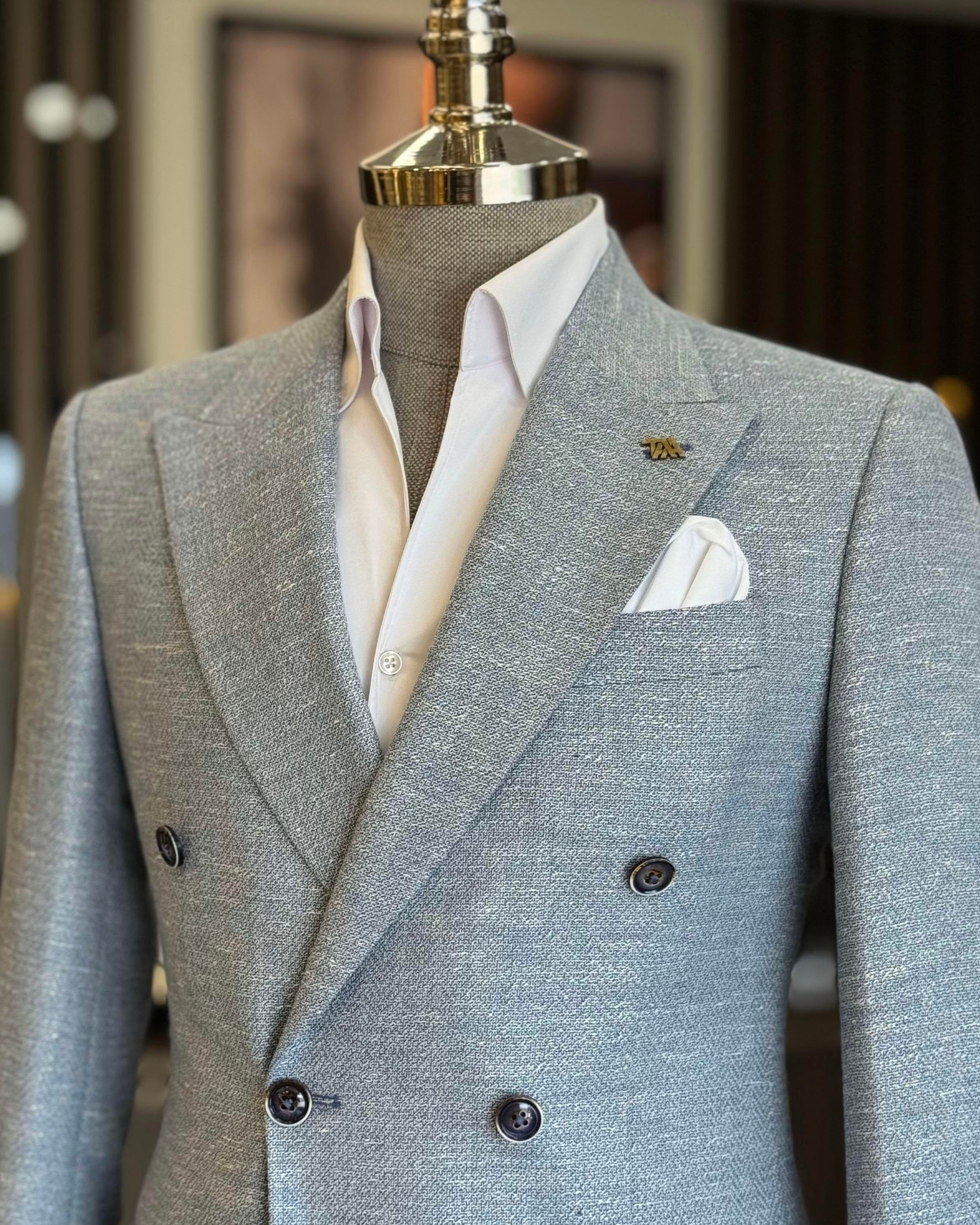 Sky-Blue Double Breasted Blazer