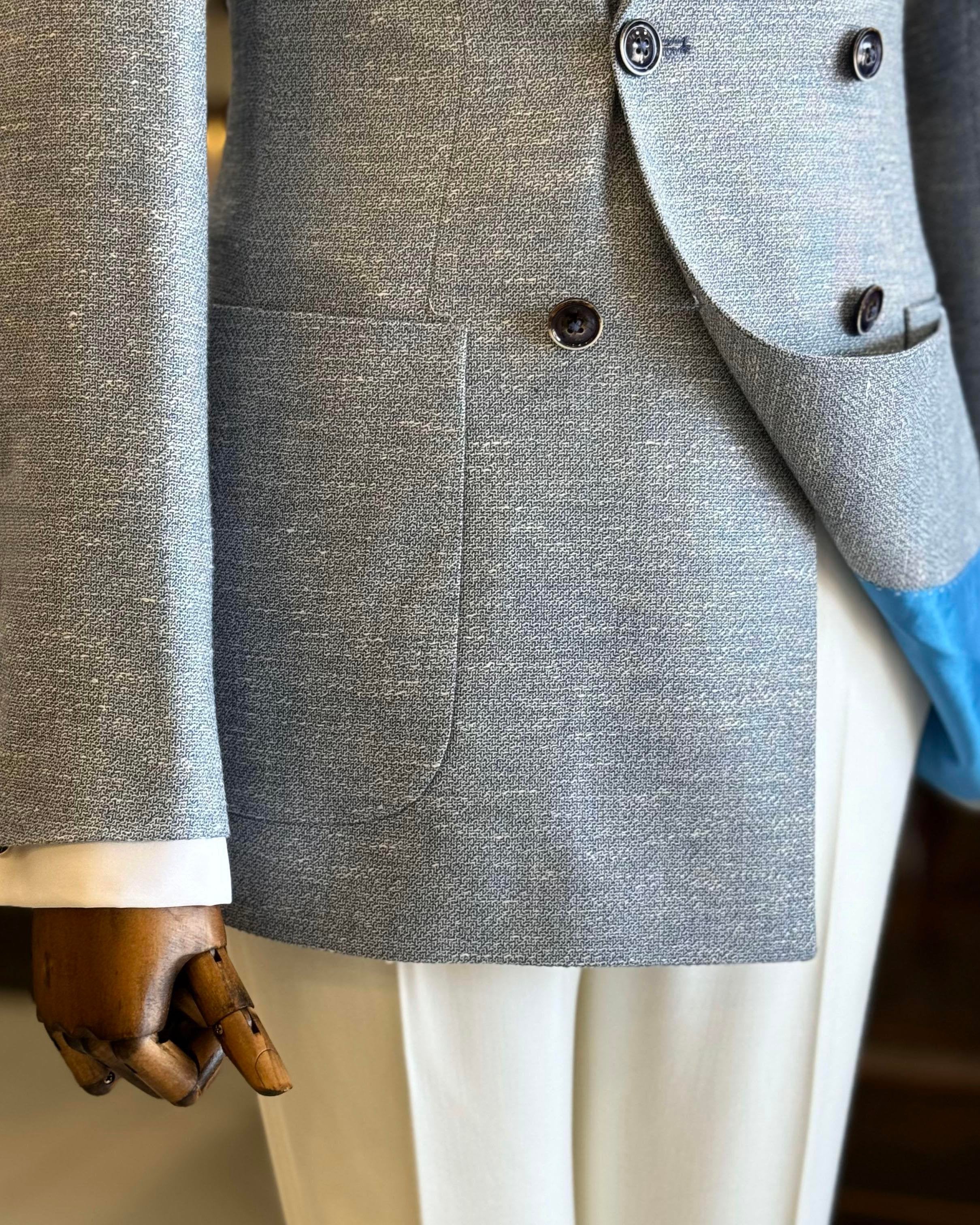 Sky-Blue Double Breasted Blazer