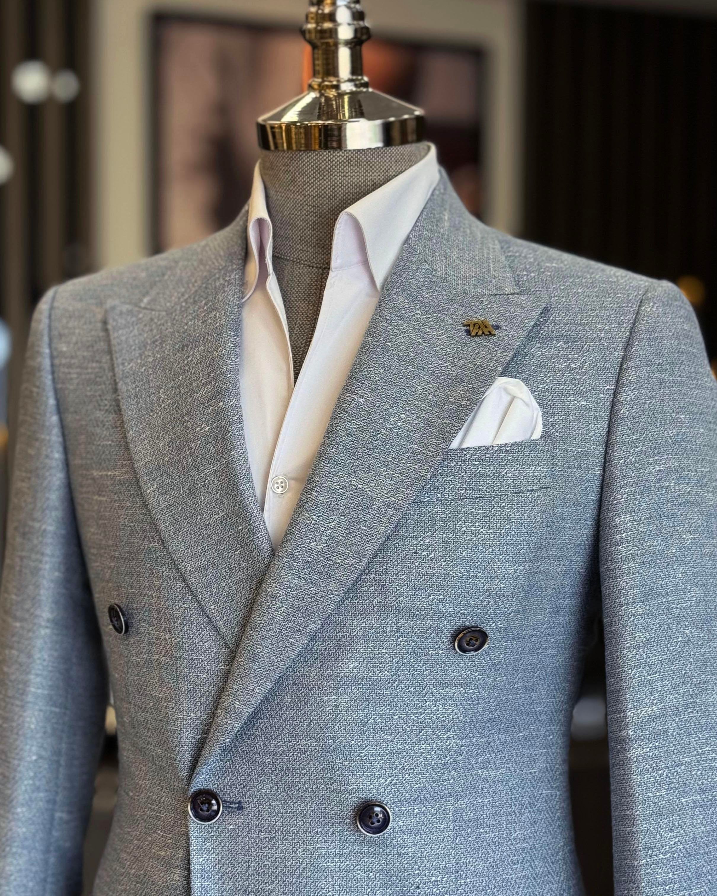 Sky-Blue Double Breasted Blazer