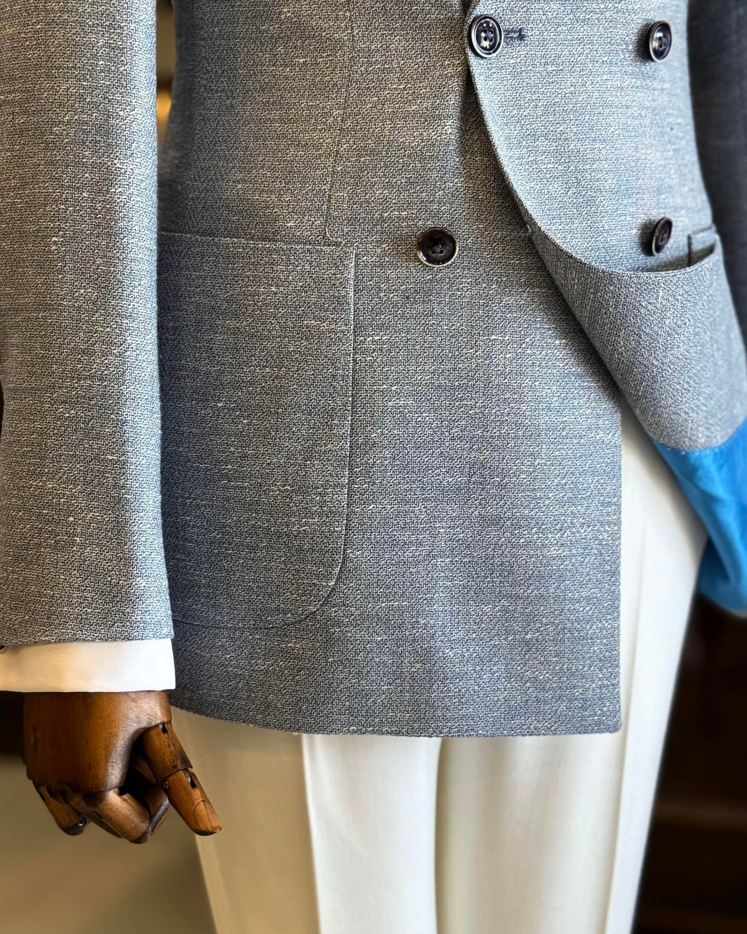 Sky-Blue Double Breasted Blazer