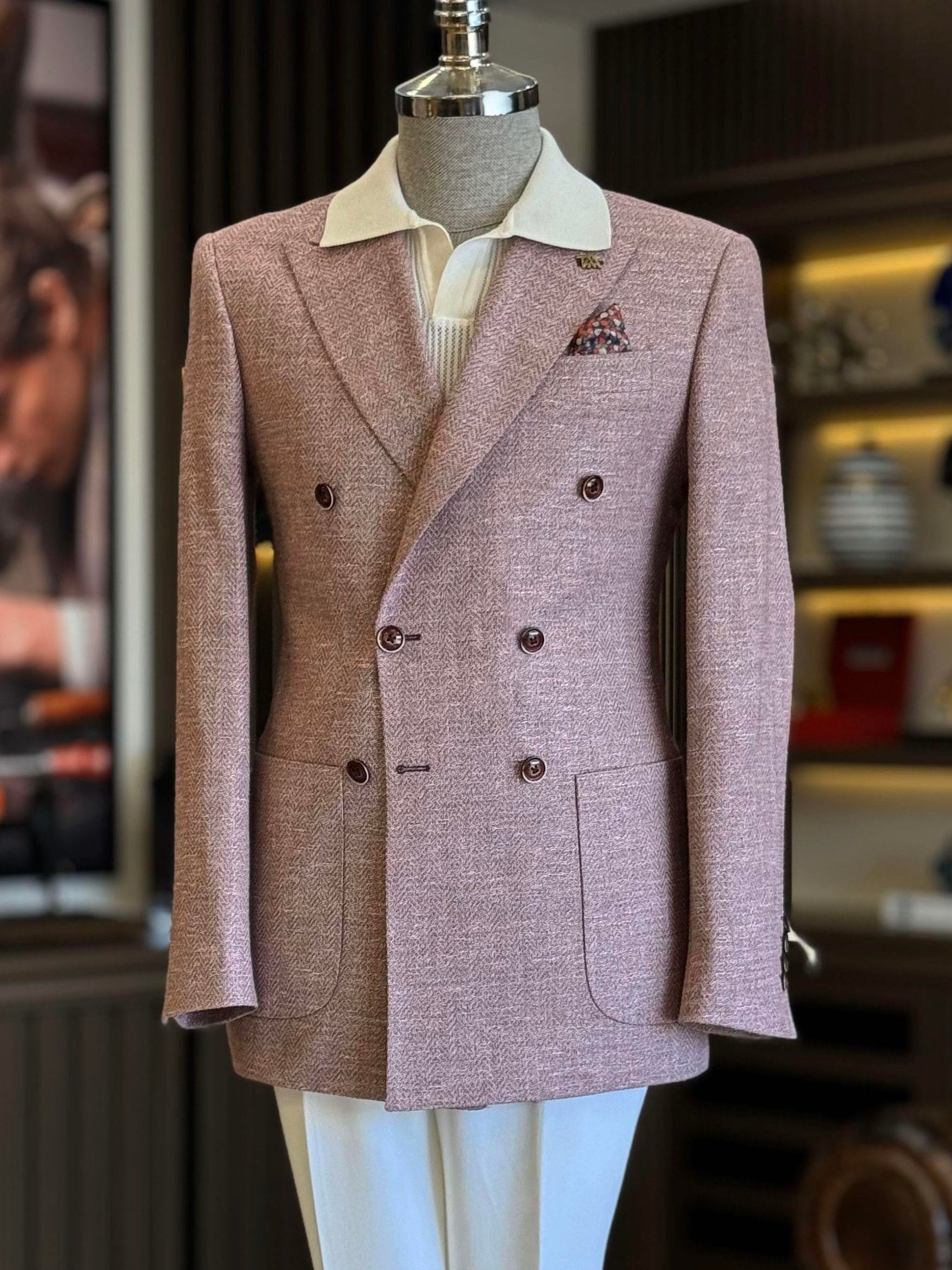 Dusty-Pink Double Breasted Blazer