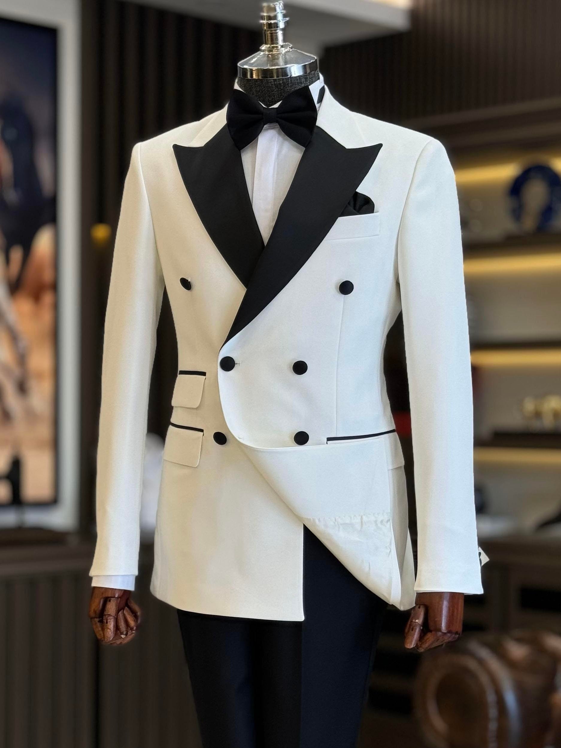 White Double Breasted Tuxedo 2-Piece