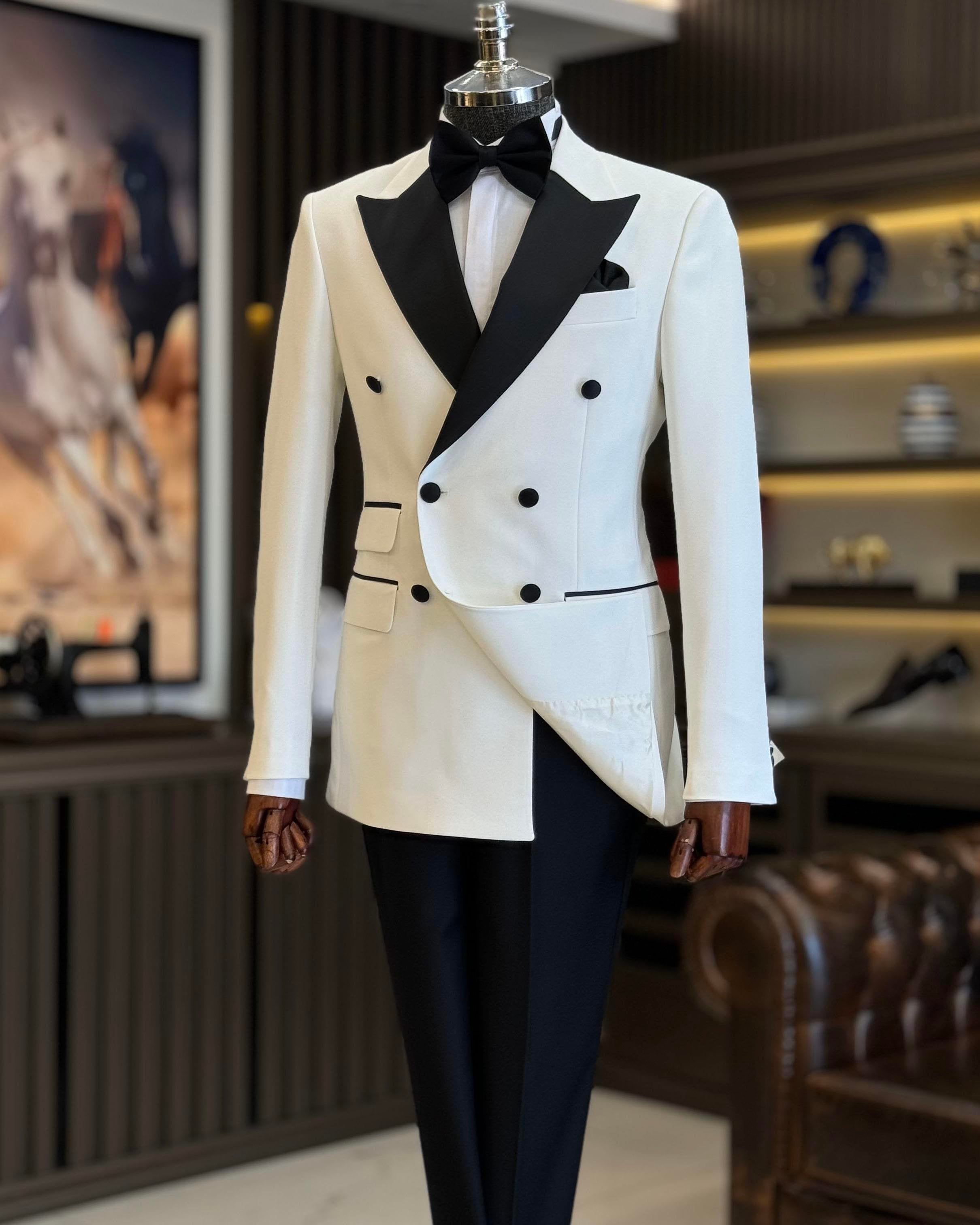 White Double Breasted Tuxedo 2-Piece