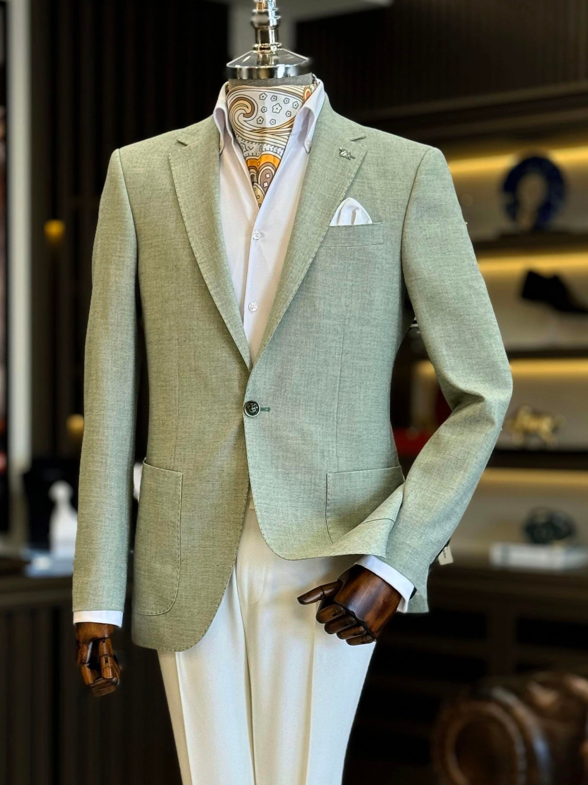 Green Single Breasted Blazer