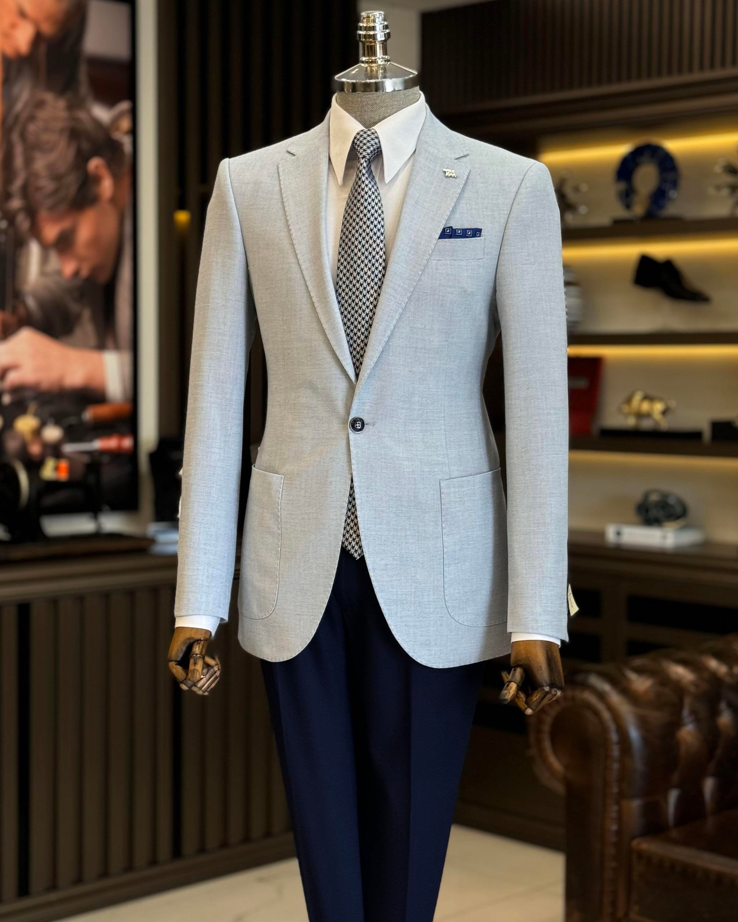 Sky-Blue Single Breasted Blazer