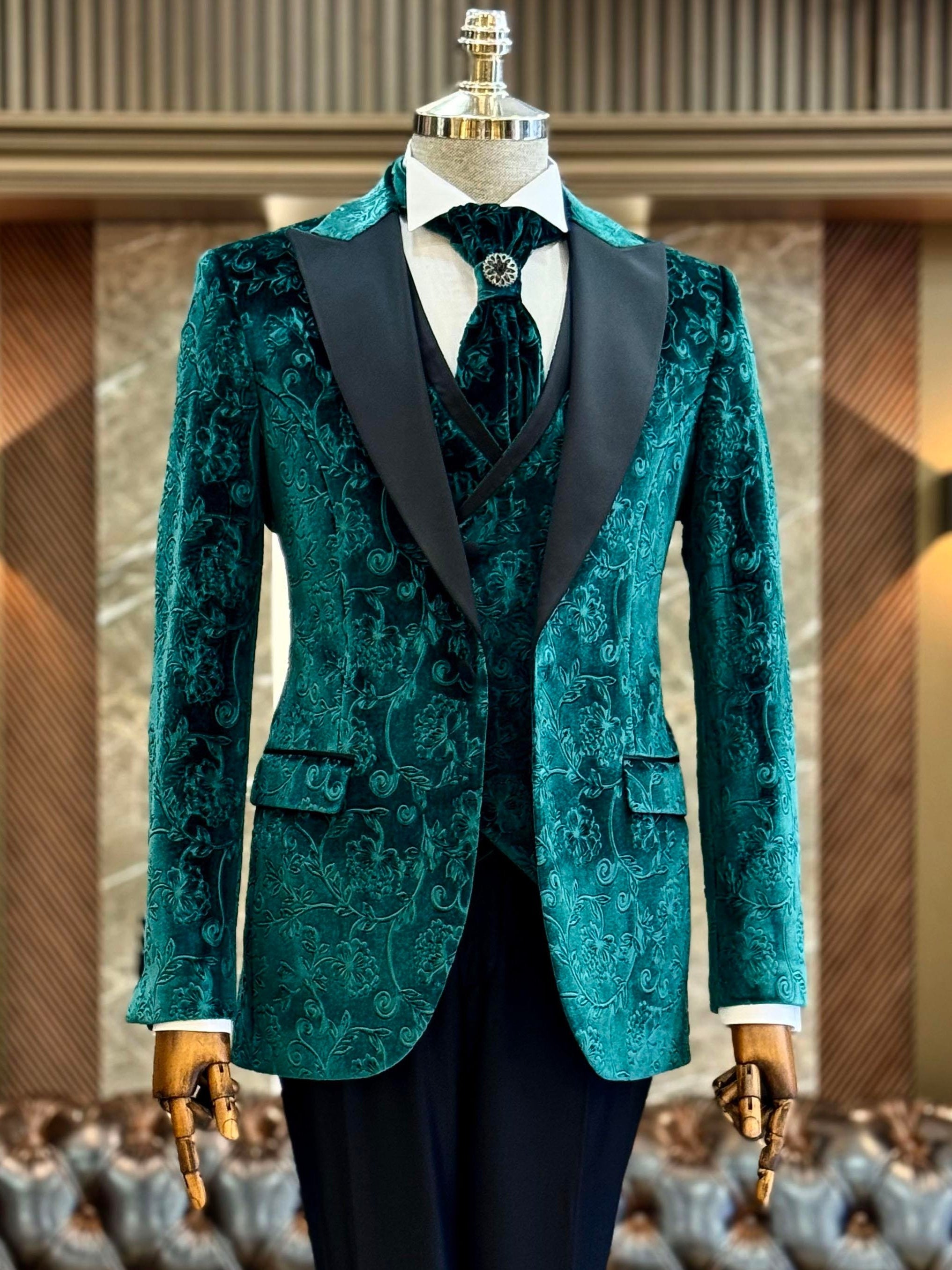 Green Slim-Fit Tuxedo 3-Piece