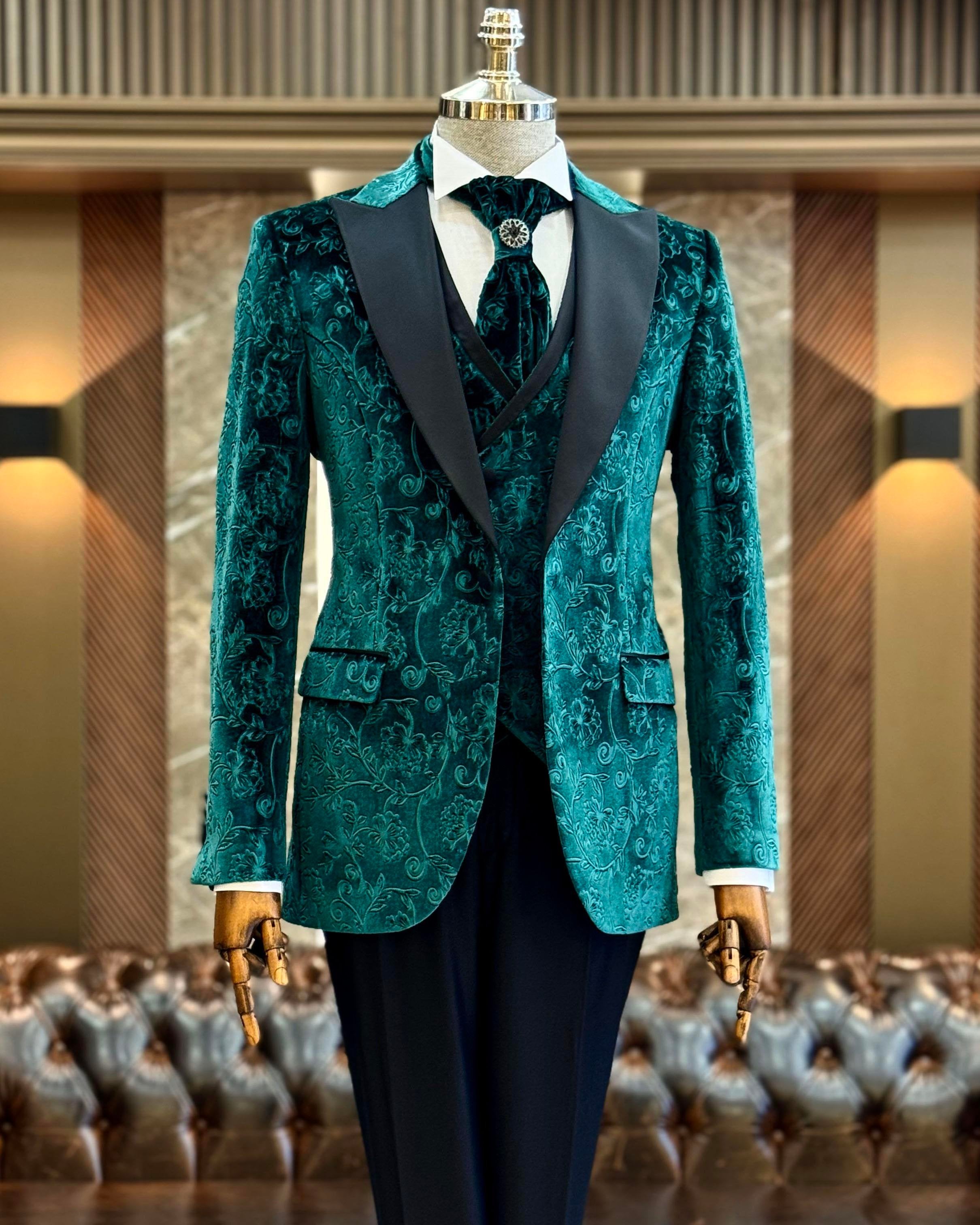 Green Slim-Fit Tuxedo 3-Piece