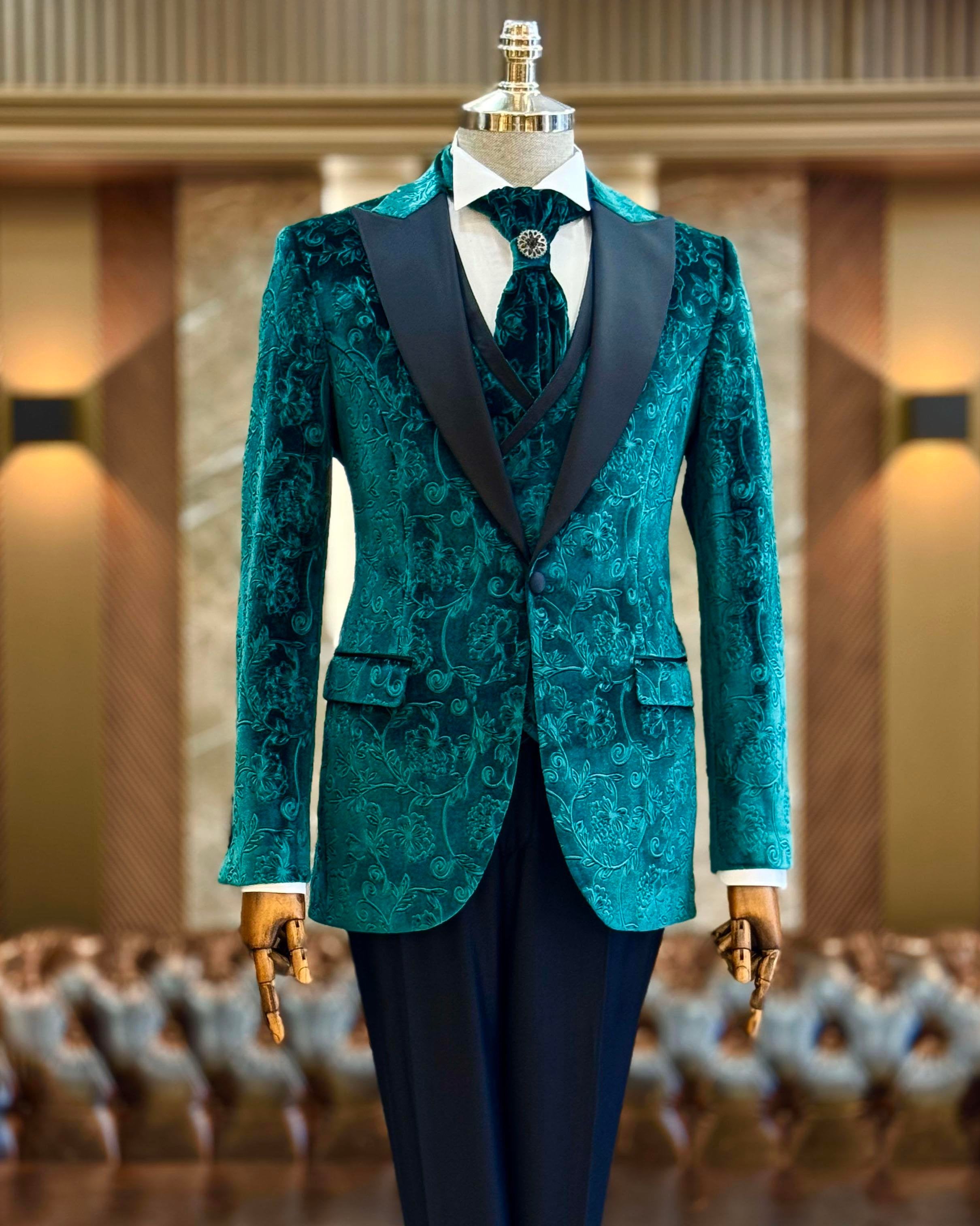 Green Slim-Fit Tuxedo 3-Piece