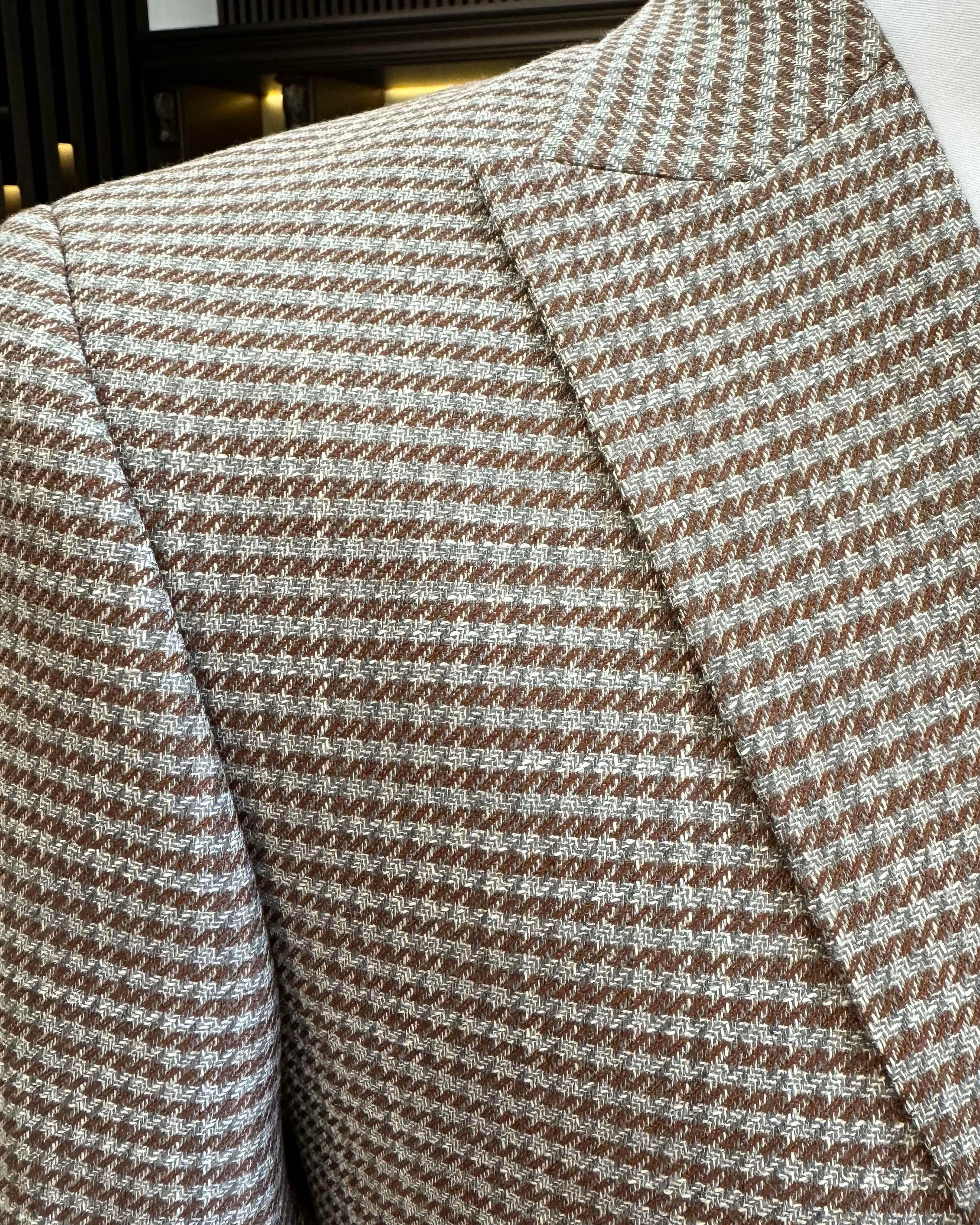 Camel Plaid Single Breasted Blazer