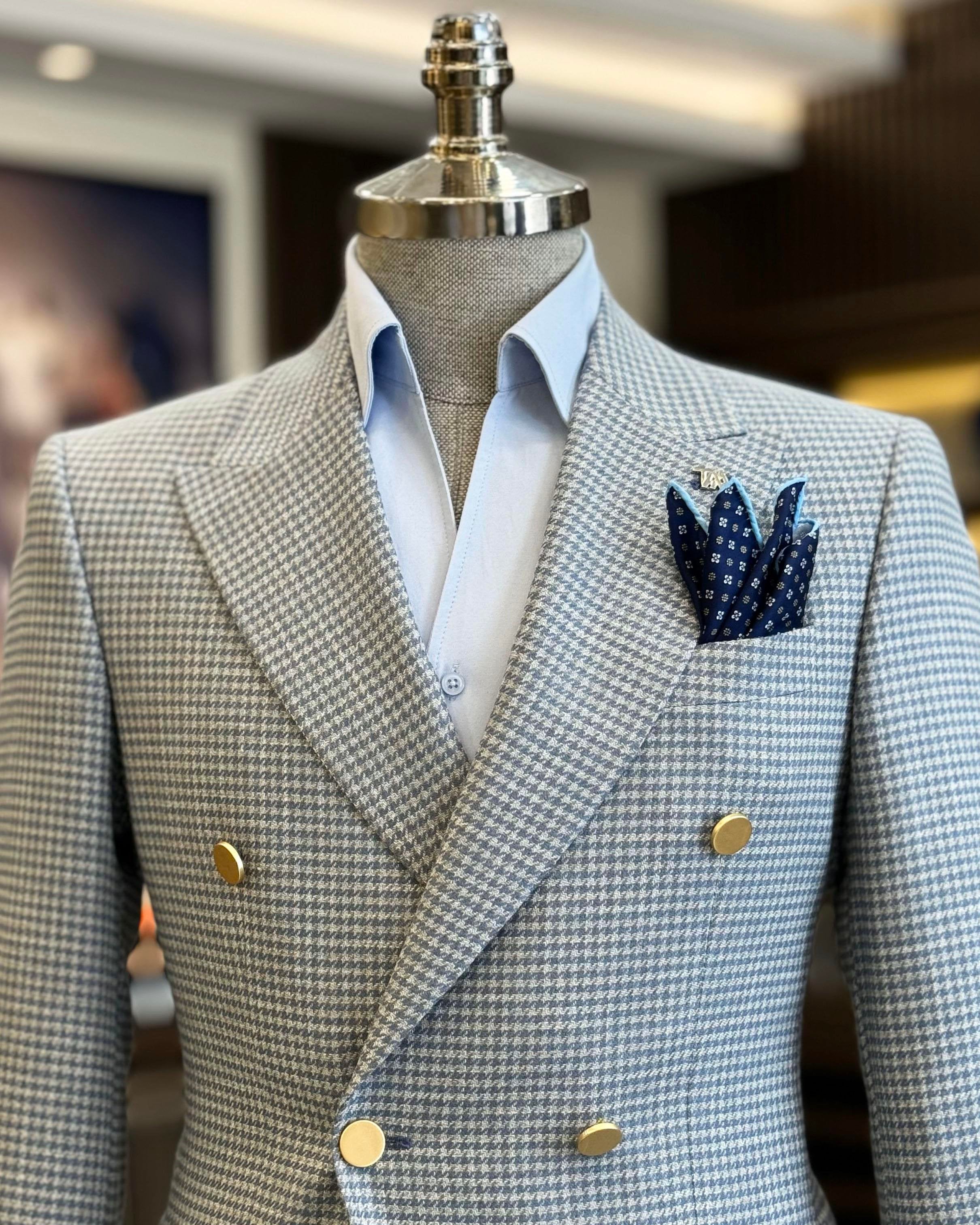 Sky-Blue Double Breasted Blazer