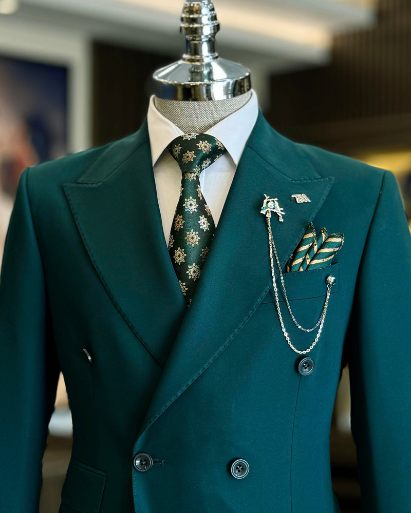 Green Double Breasted Suit 2-Piece