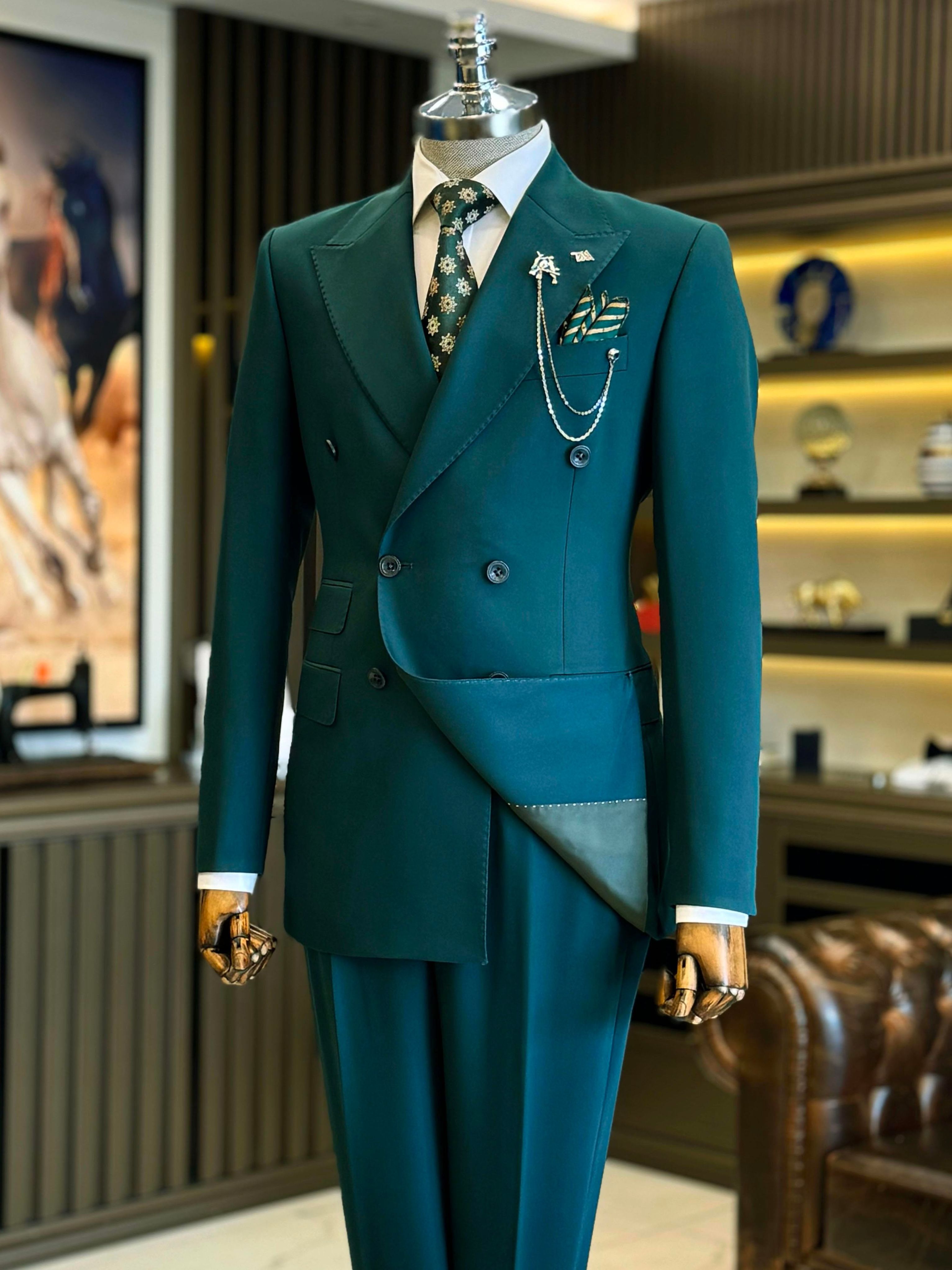 Green Double Breasted Suit 2-Piece