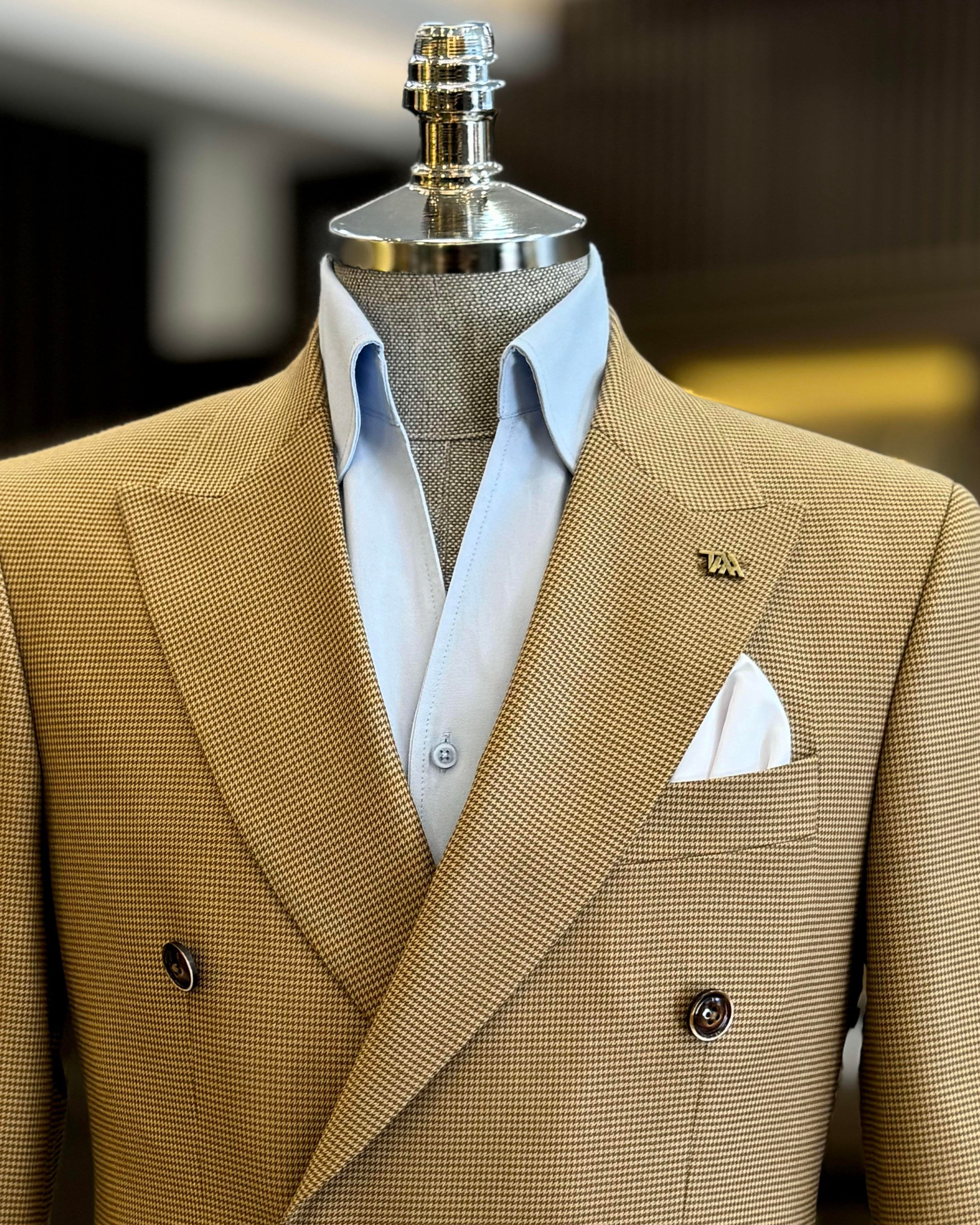 Camel Double Breasted Blazer