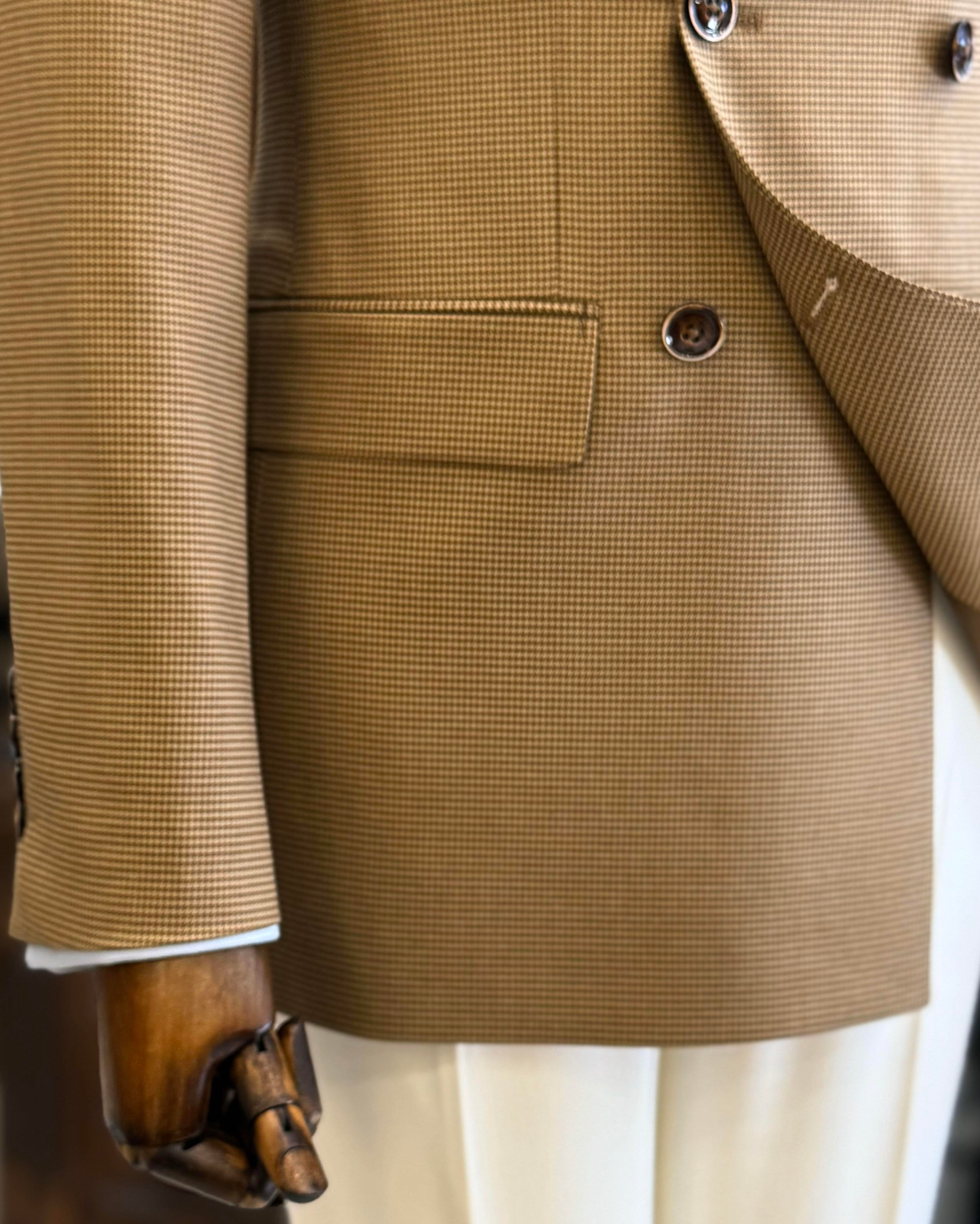 Camel Double Breasted Blazer