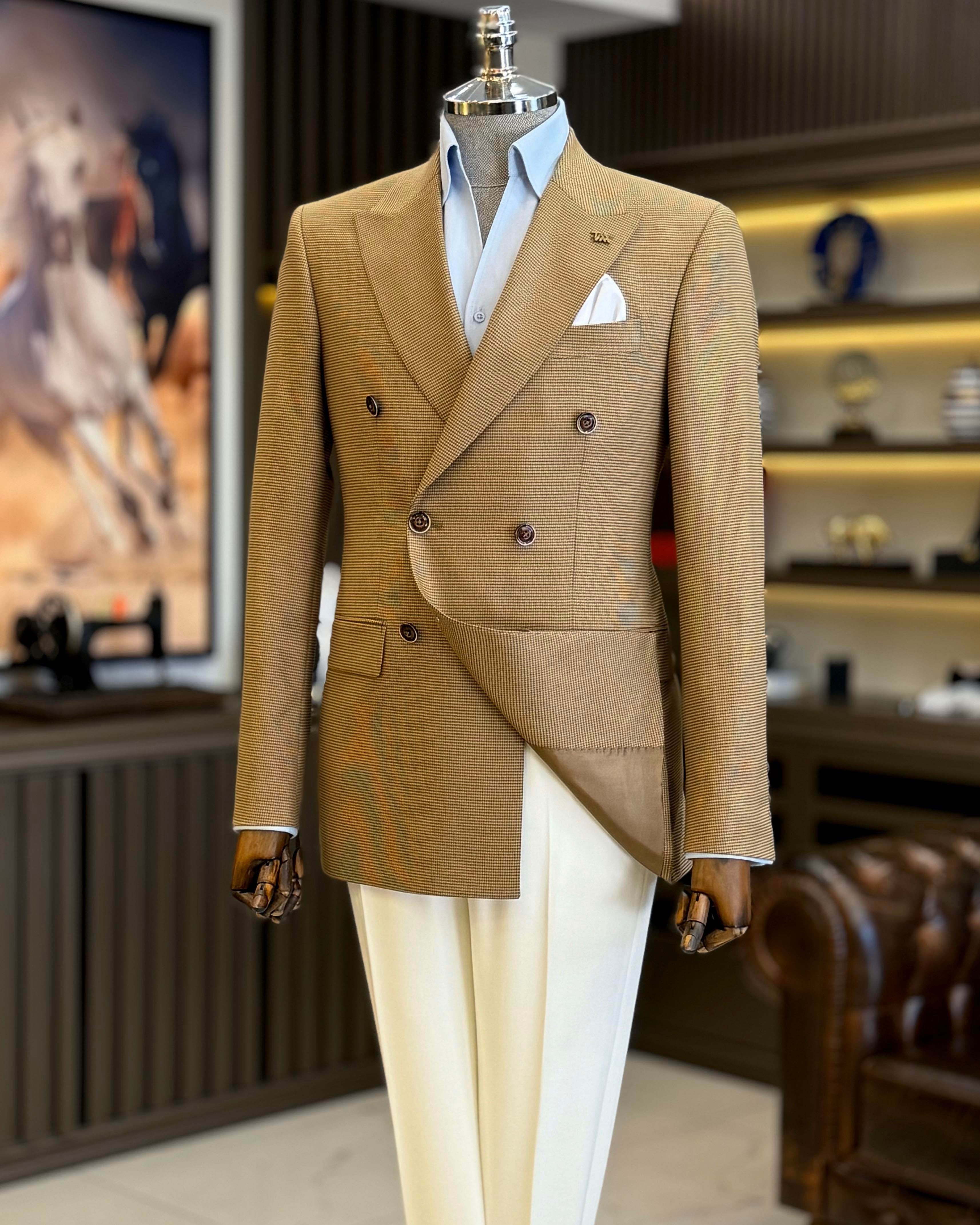 Camel Double Breasted Blazer