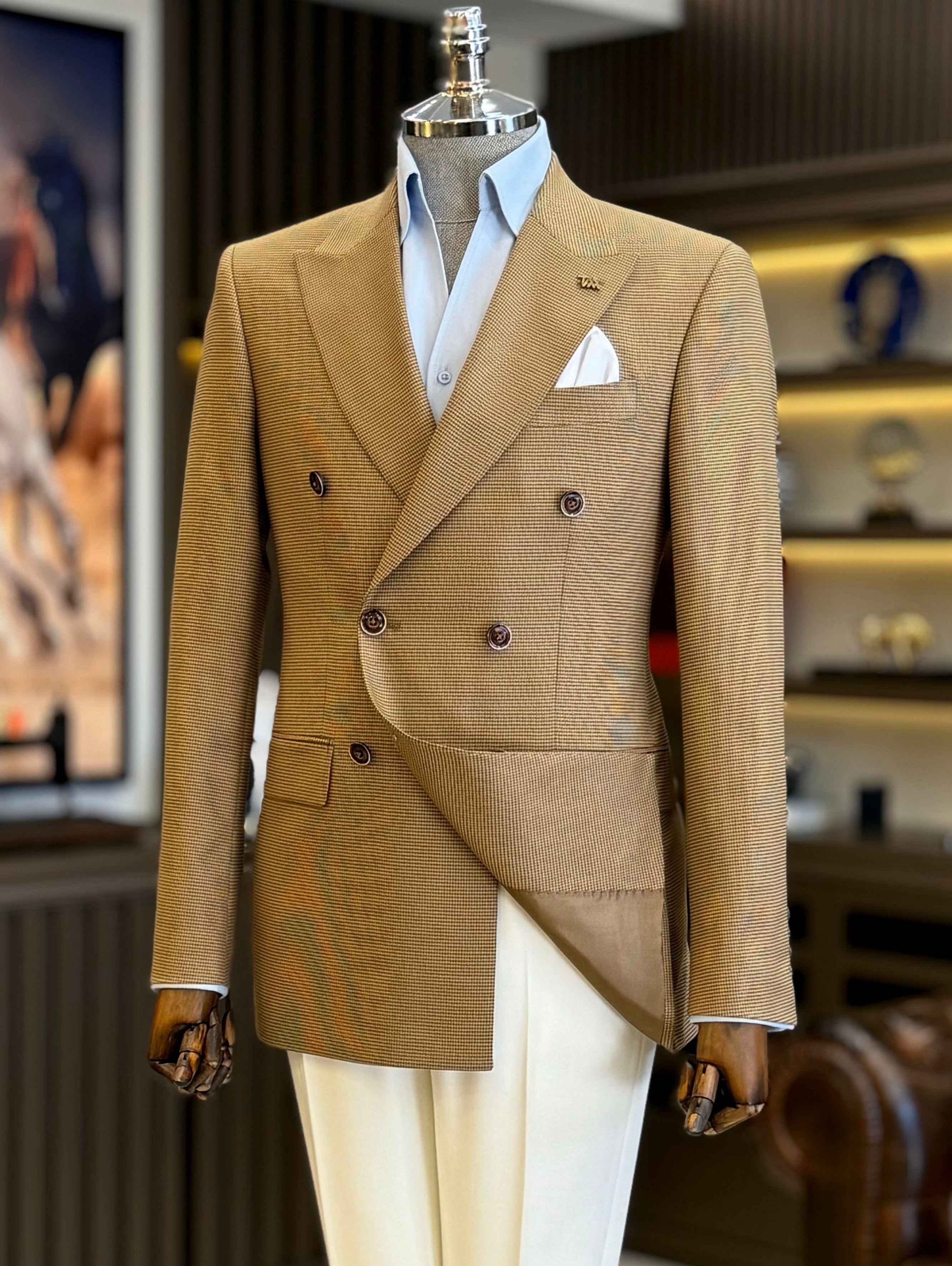 Camel Double Breasted Blazer