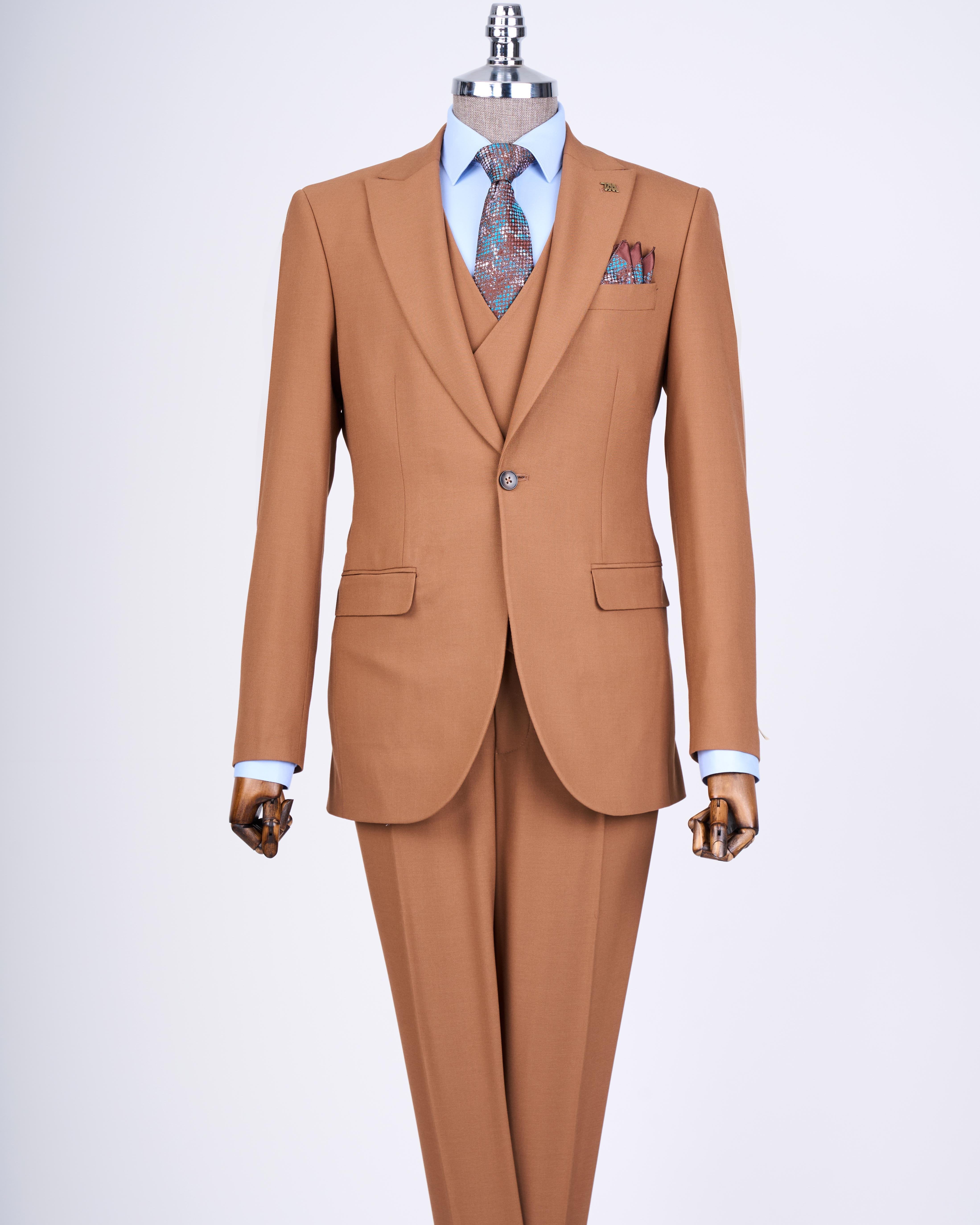 Camel Slim-Fit Suit 3-Piece