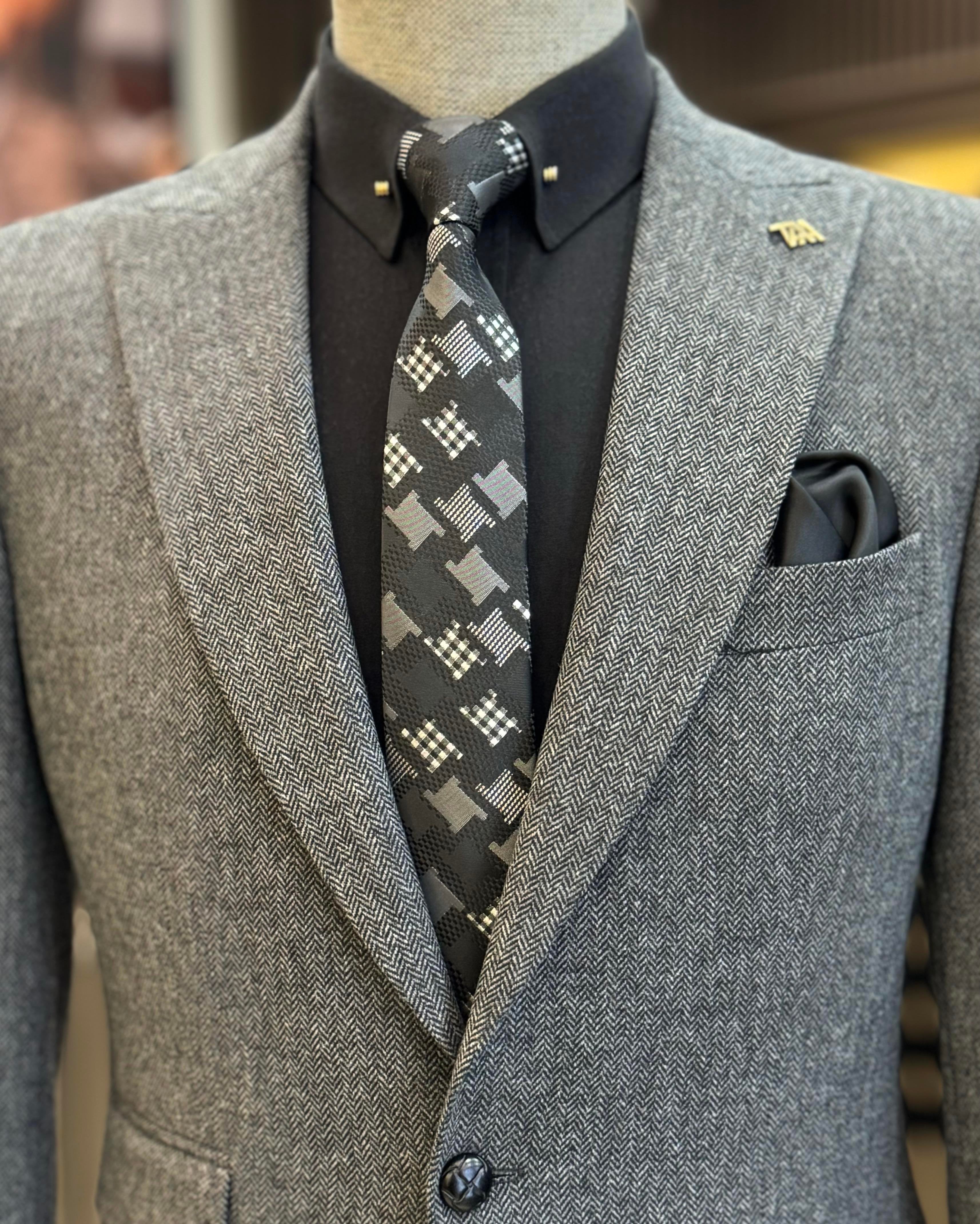 Grey Single Breasted Blazer