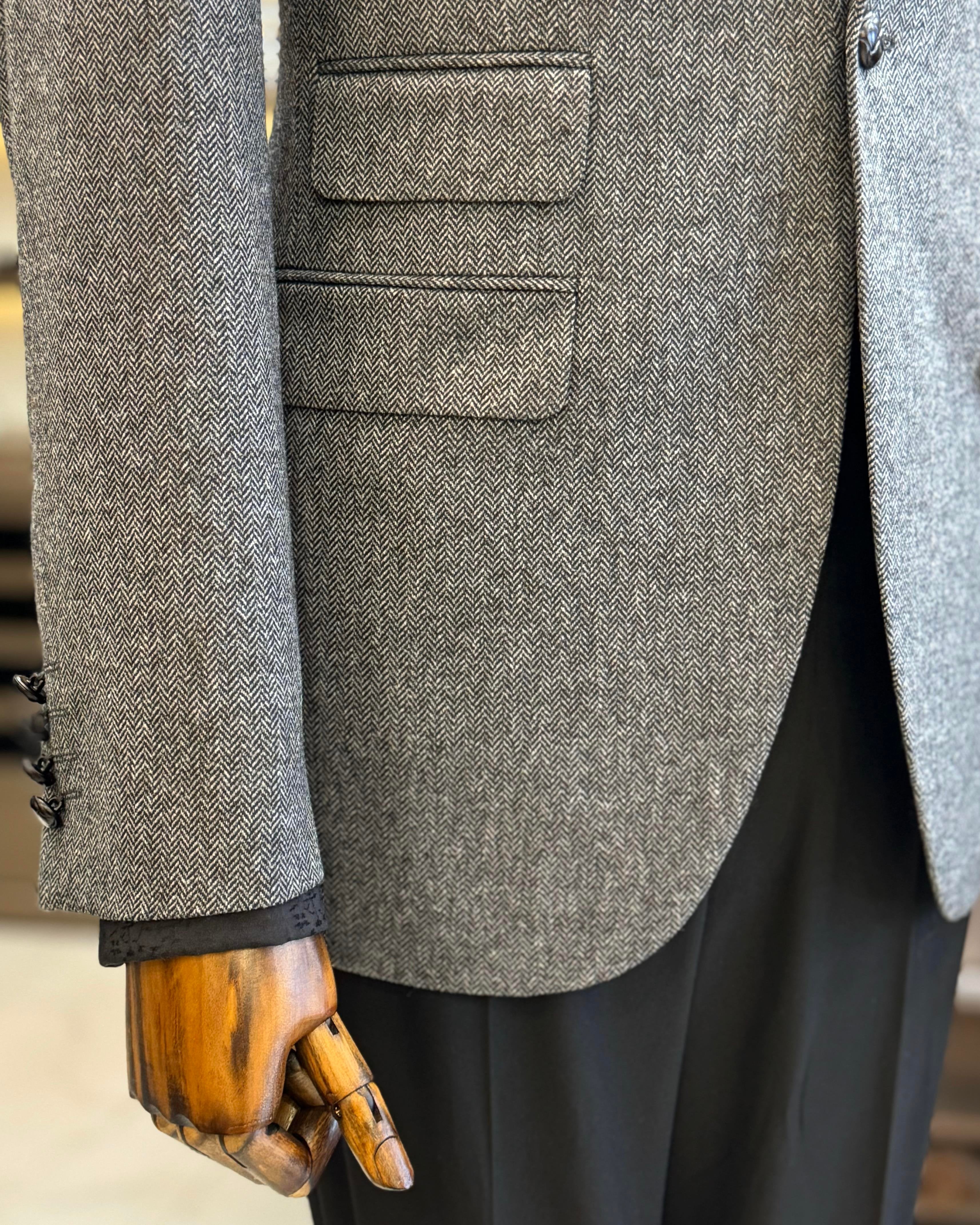 Grey Single Breasted Blazer