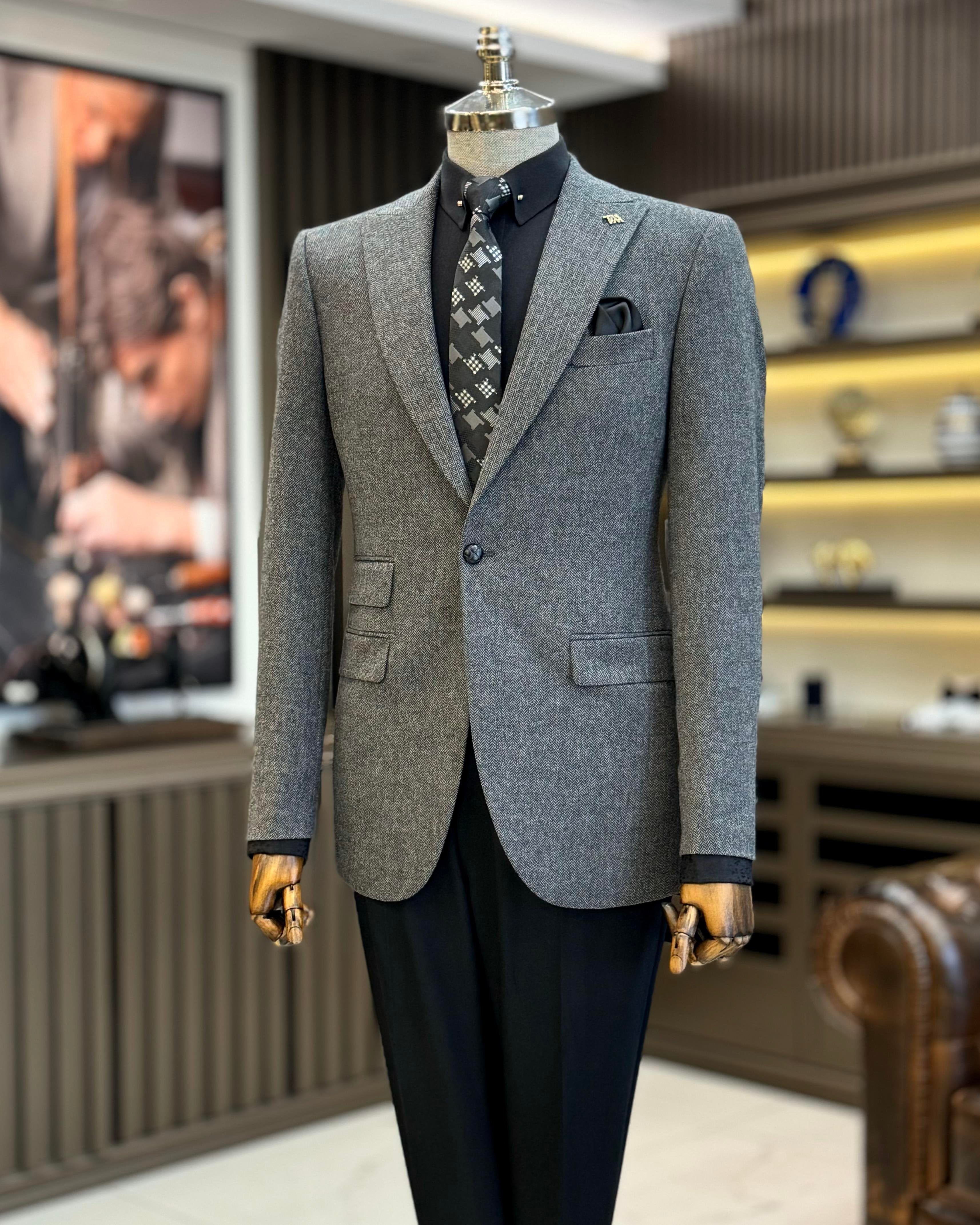 Grey Single Breasted Blazer