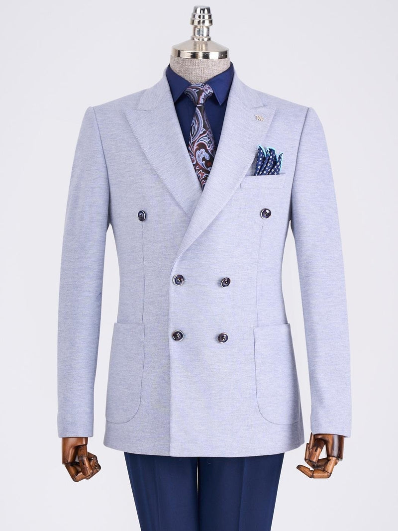 Sky-Blue Double Breasted Blazer