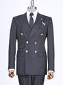 Black Striped Double Breasted Suit 2-Piece