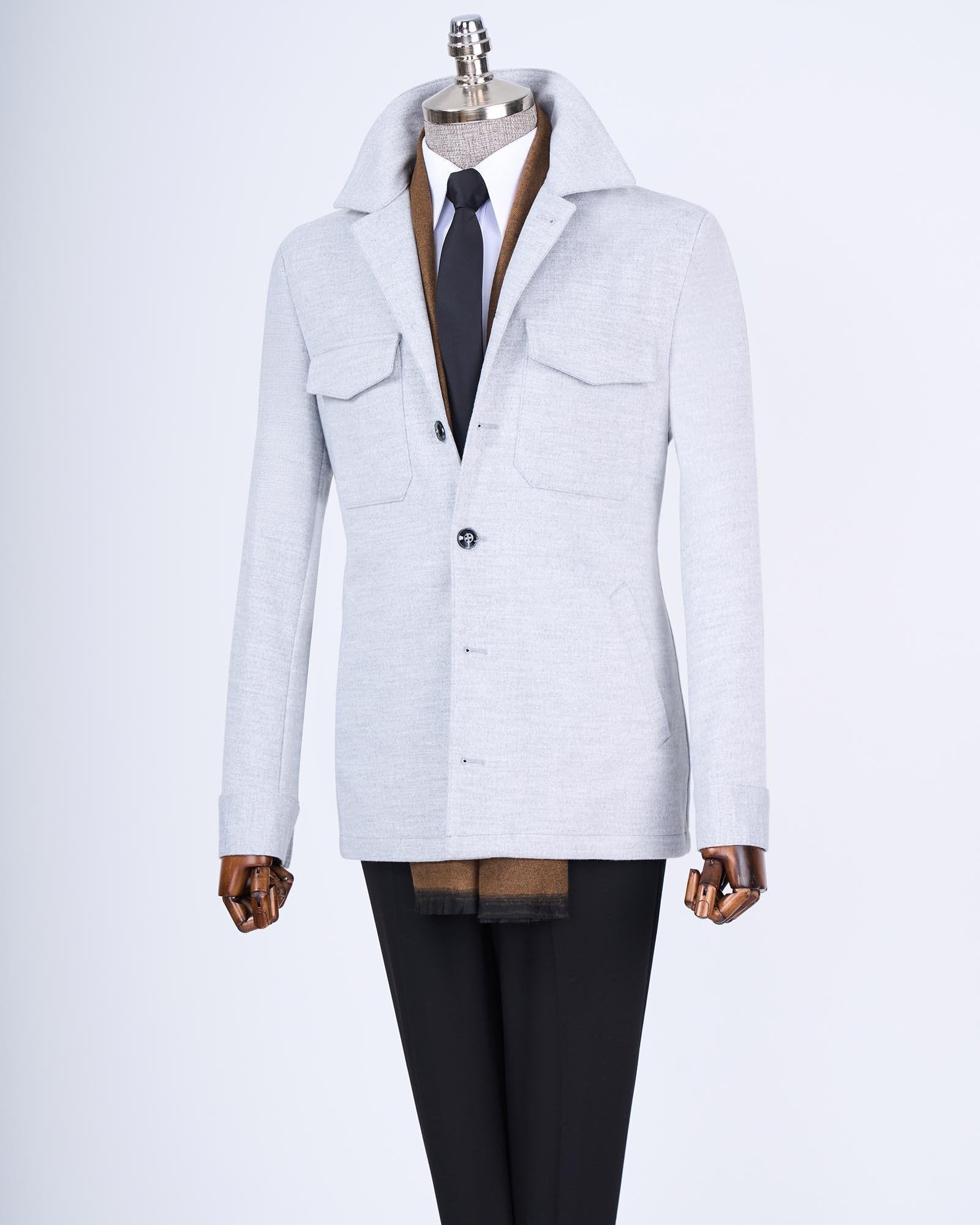Grey Single Breasted Blazer