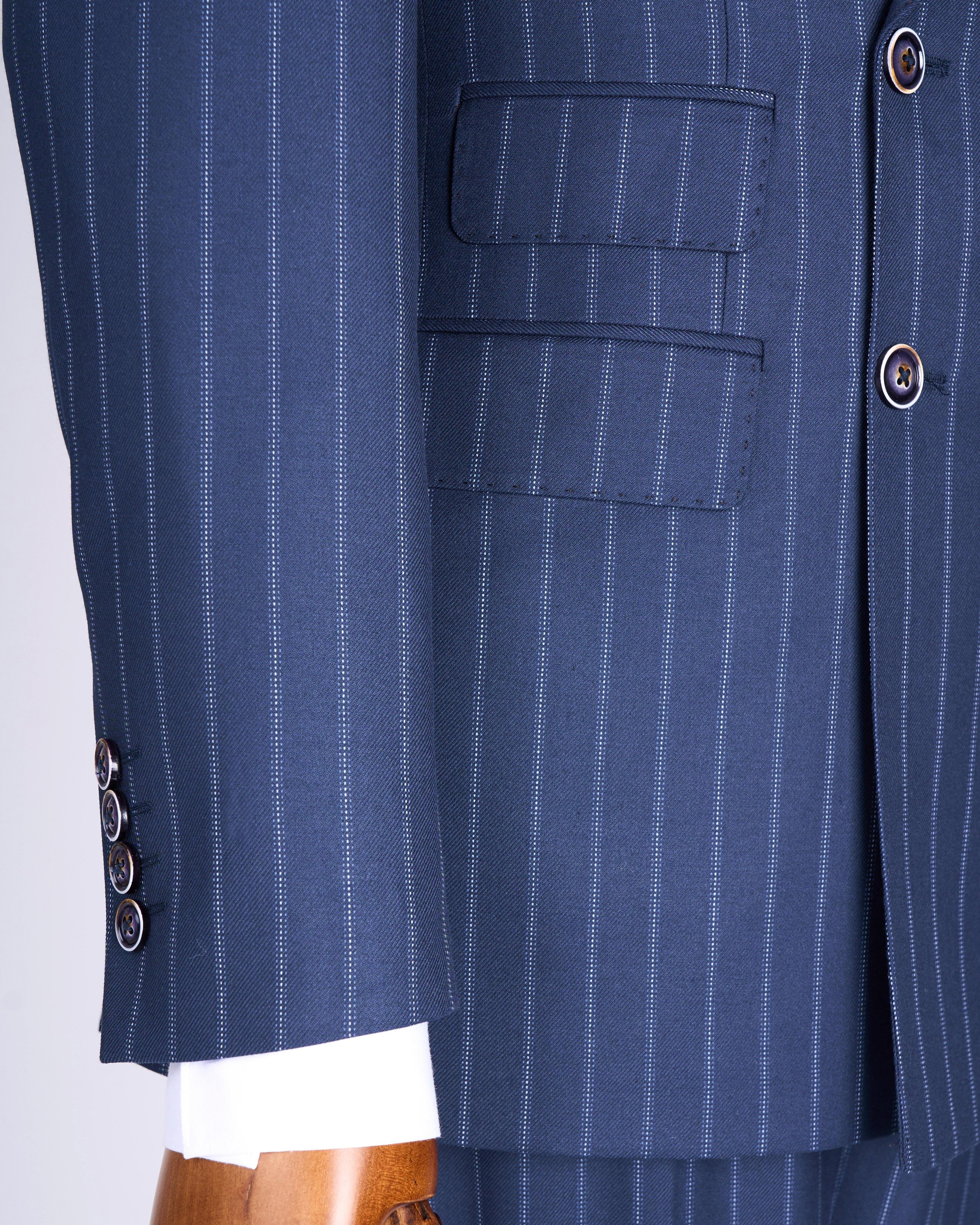 Navy Striped Double Breasted Suit 2-Piece