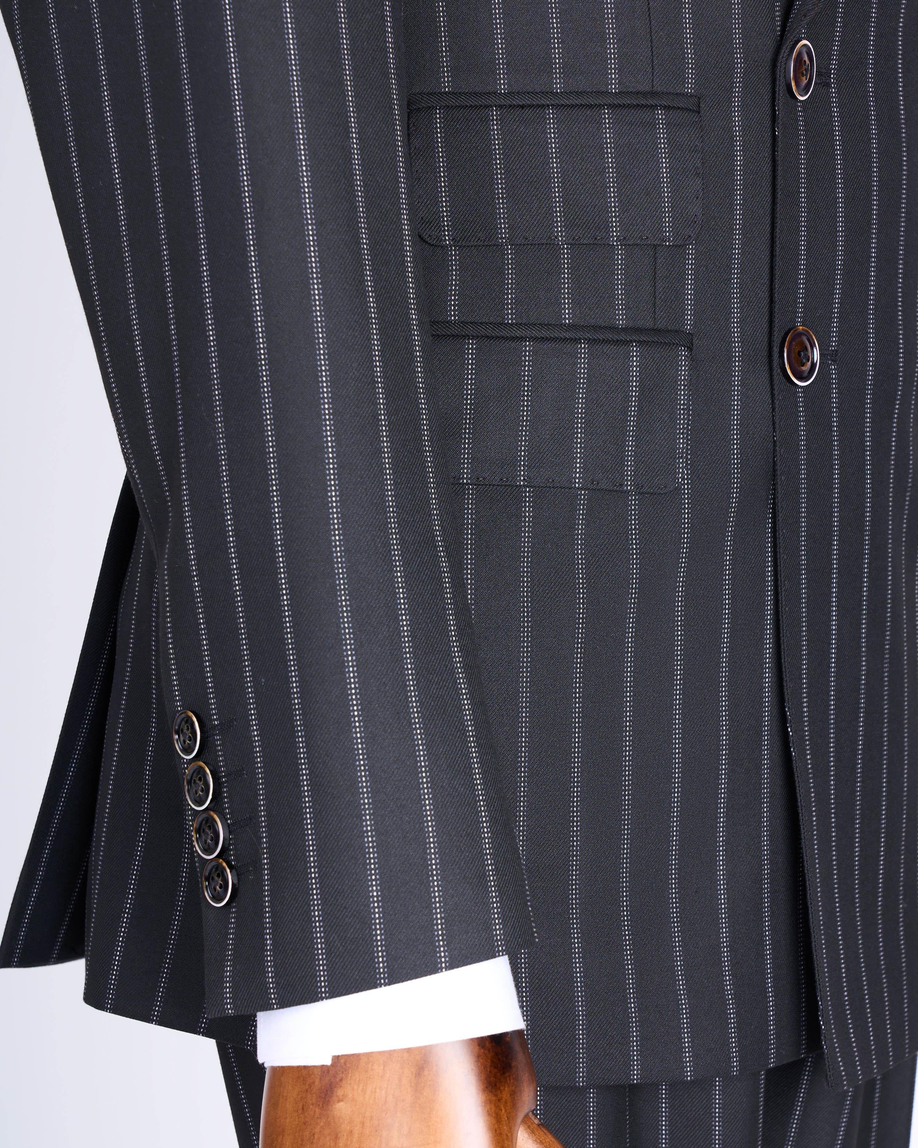 Grey Striped Double Breasted Suit 2-Piece