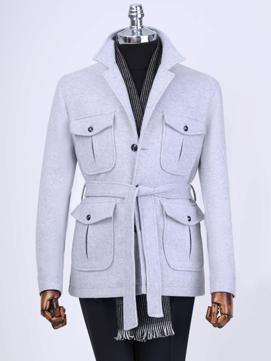 VIOSSI grey single breasted blazer men's jacket shown in front view - tuxedo double breasted formal wear