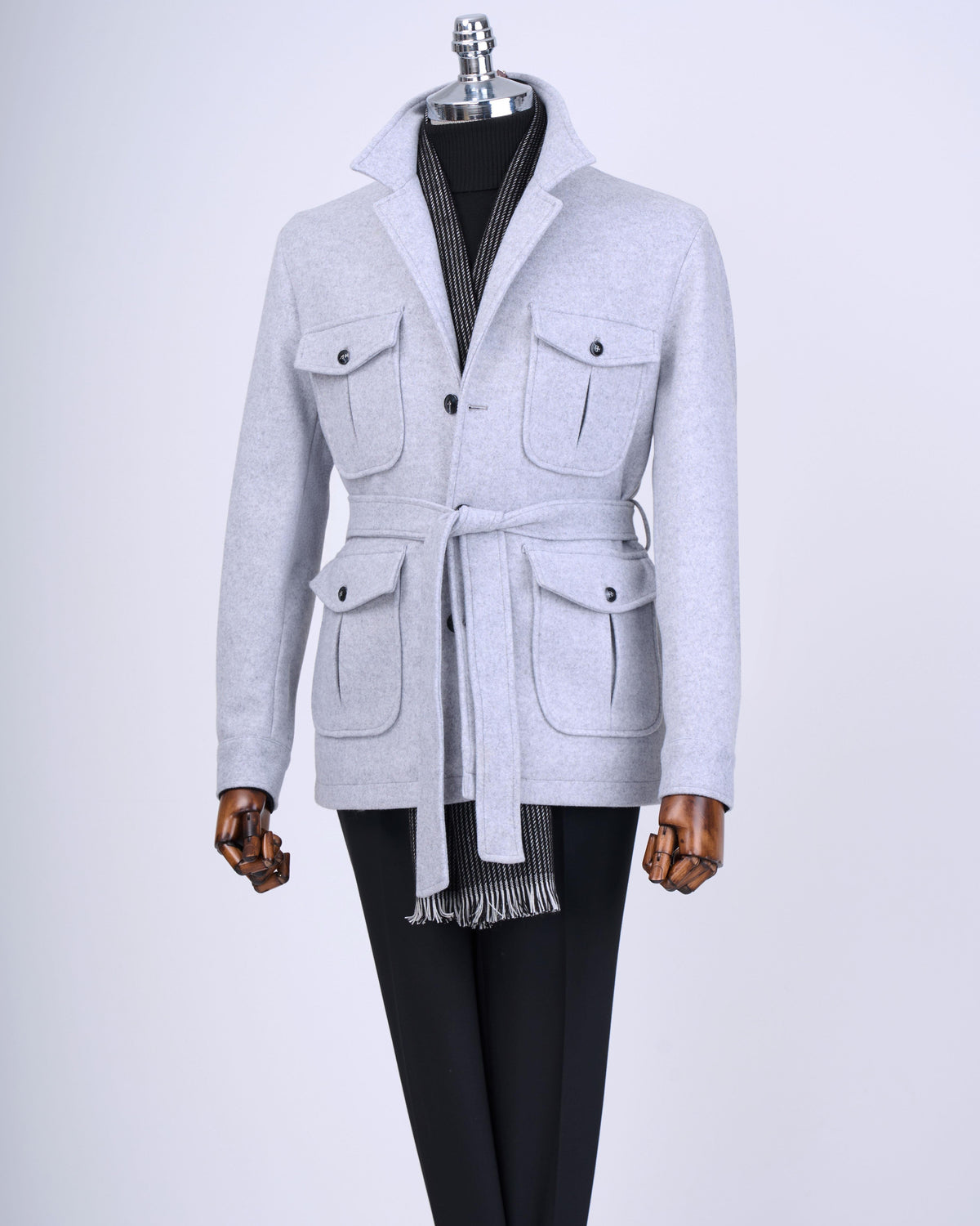 VIOSSI grey single breasted blazer front view - men double breasted blazer style formal menswear jacket