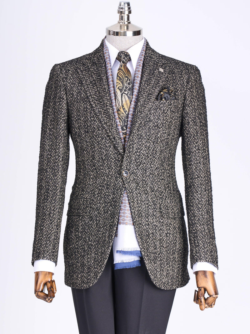Grey Striped Single Breasted Blazer