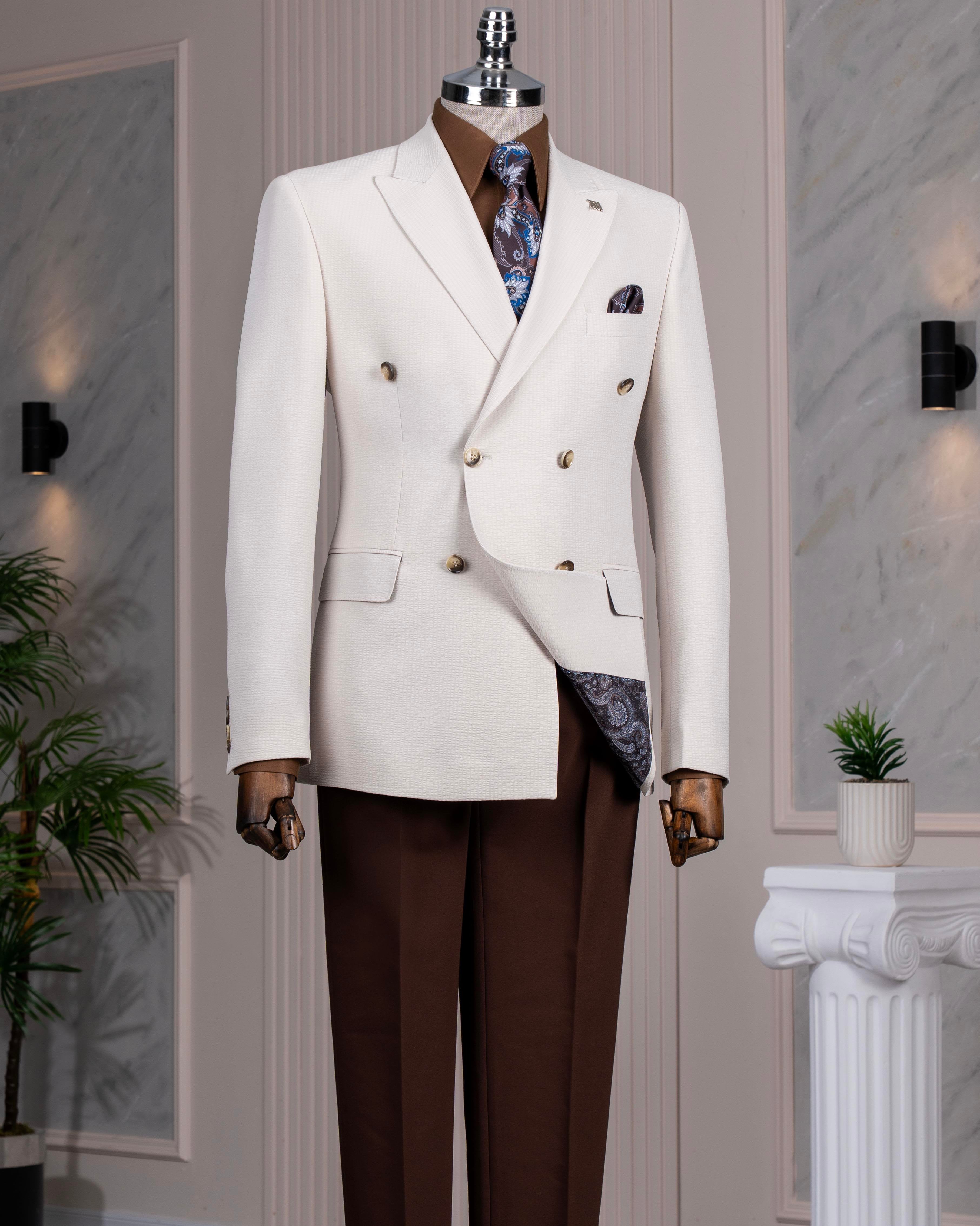 Beige Double Breasted Blazer