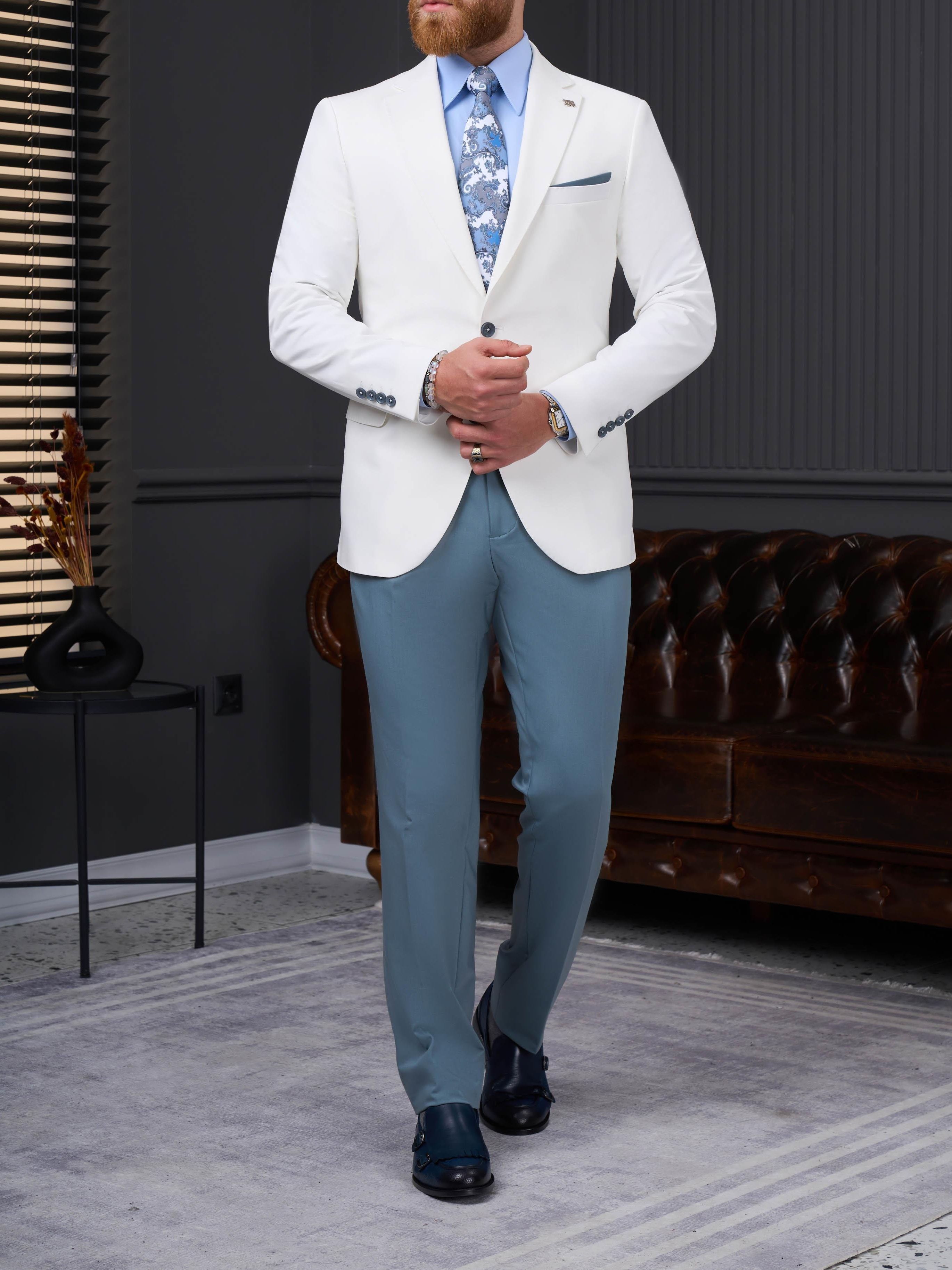 White Slim-Fit Suit 2-Piece